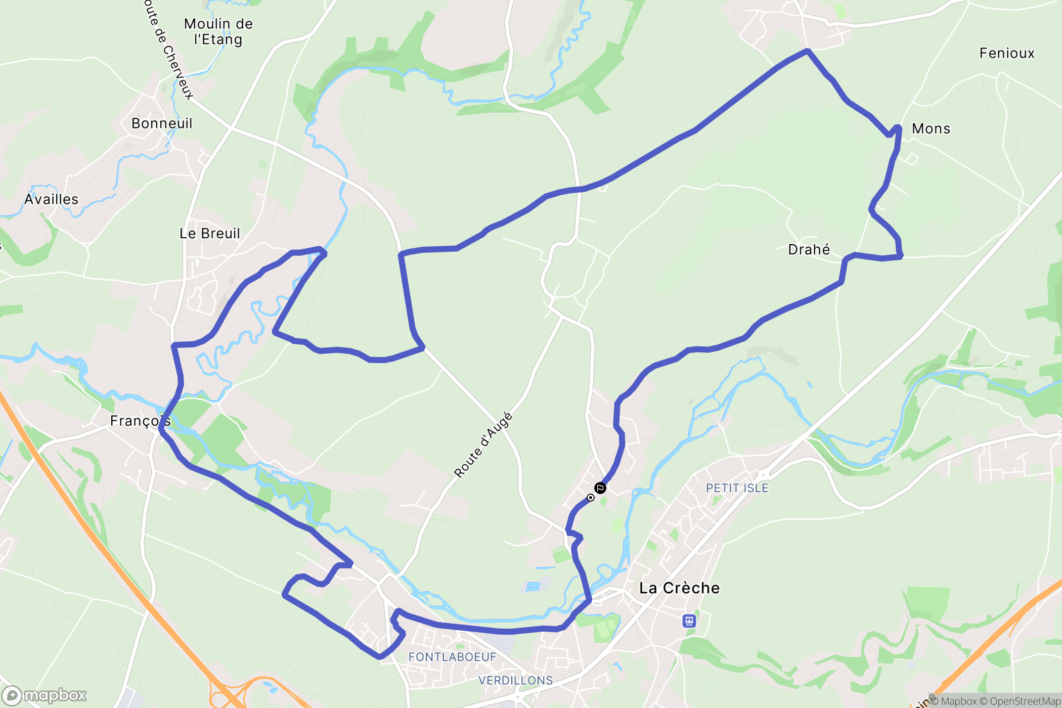 La Crèche : carte du parcours de randonnée - France