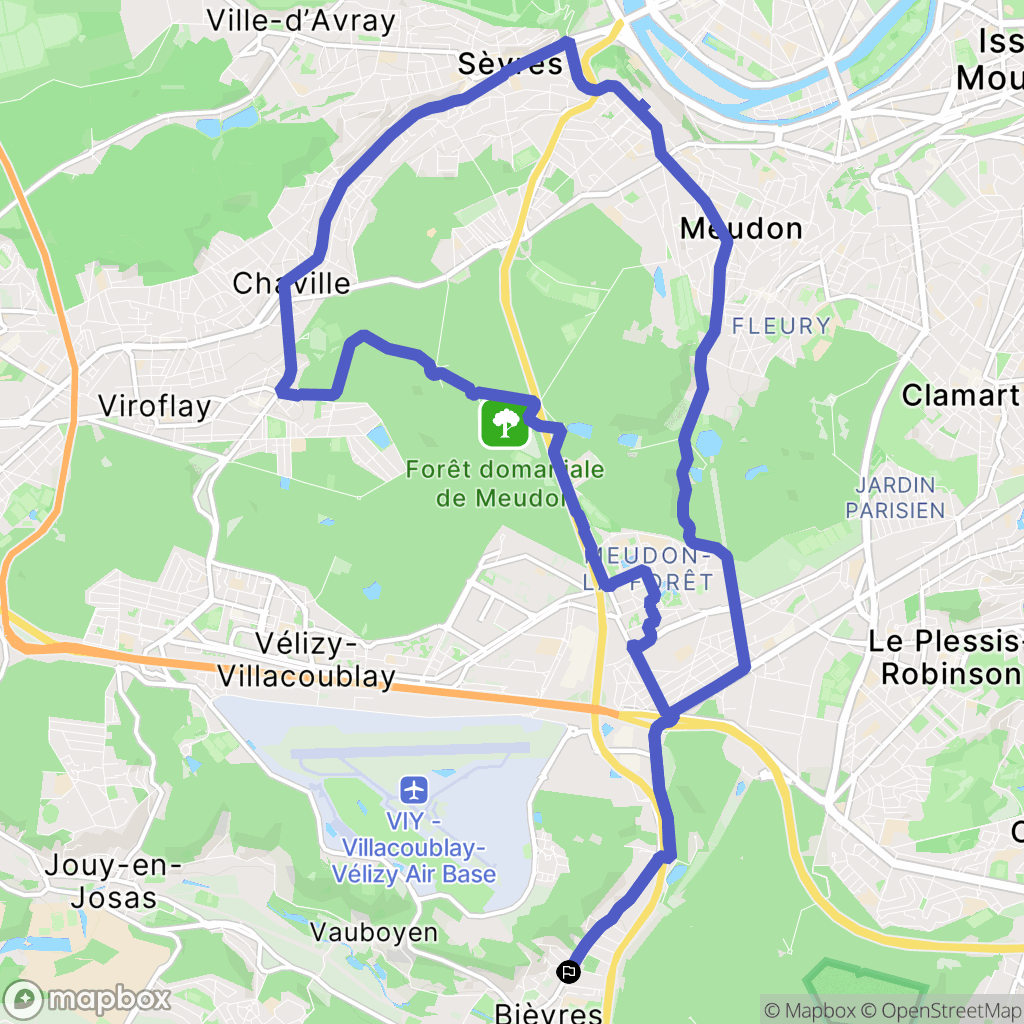 Bièvres : carte du parcours de randonnée - France