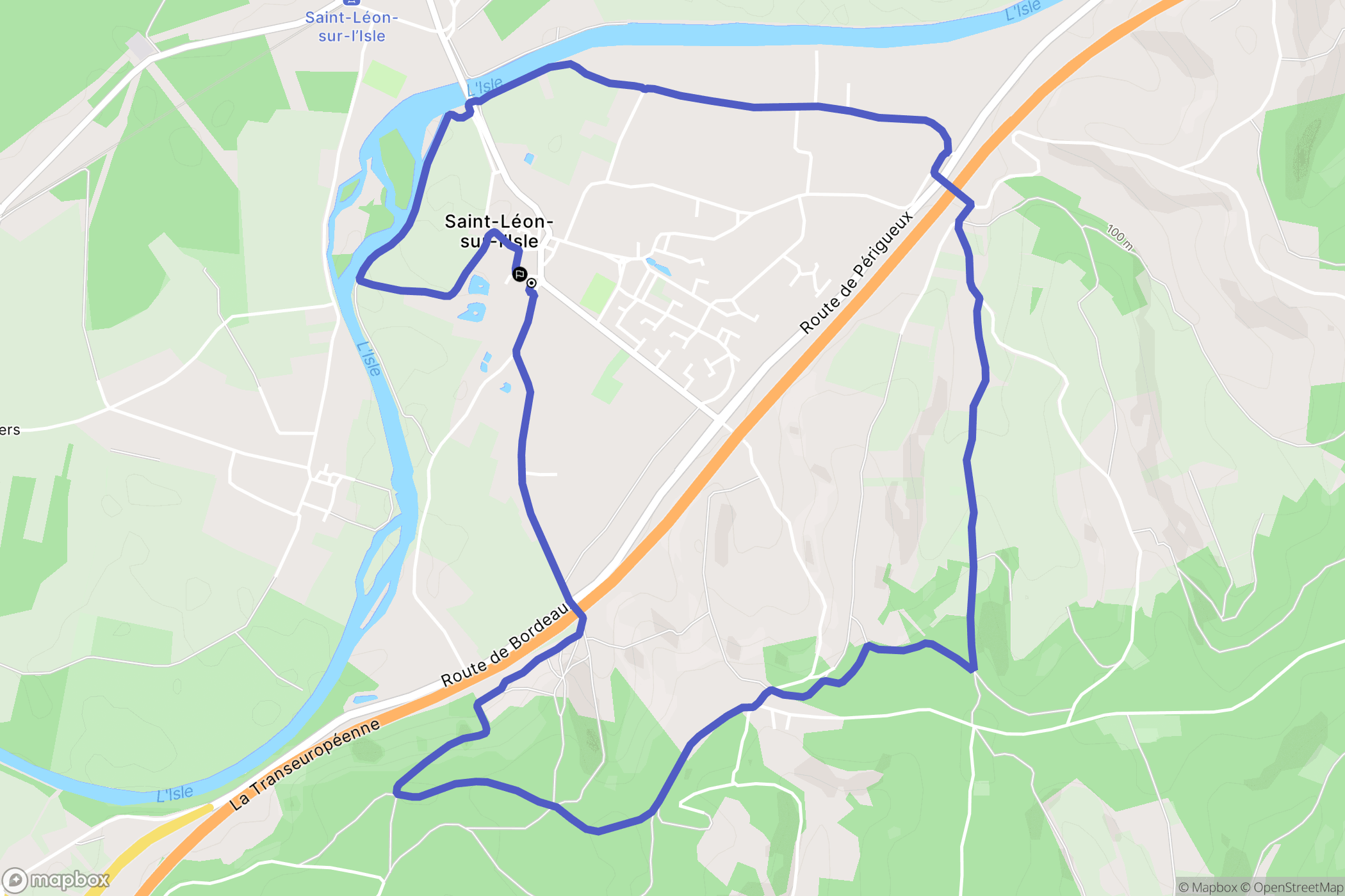 Saint-Léon-sur-l'Isle : carte du parcours de randonnée - France