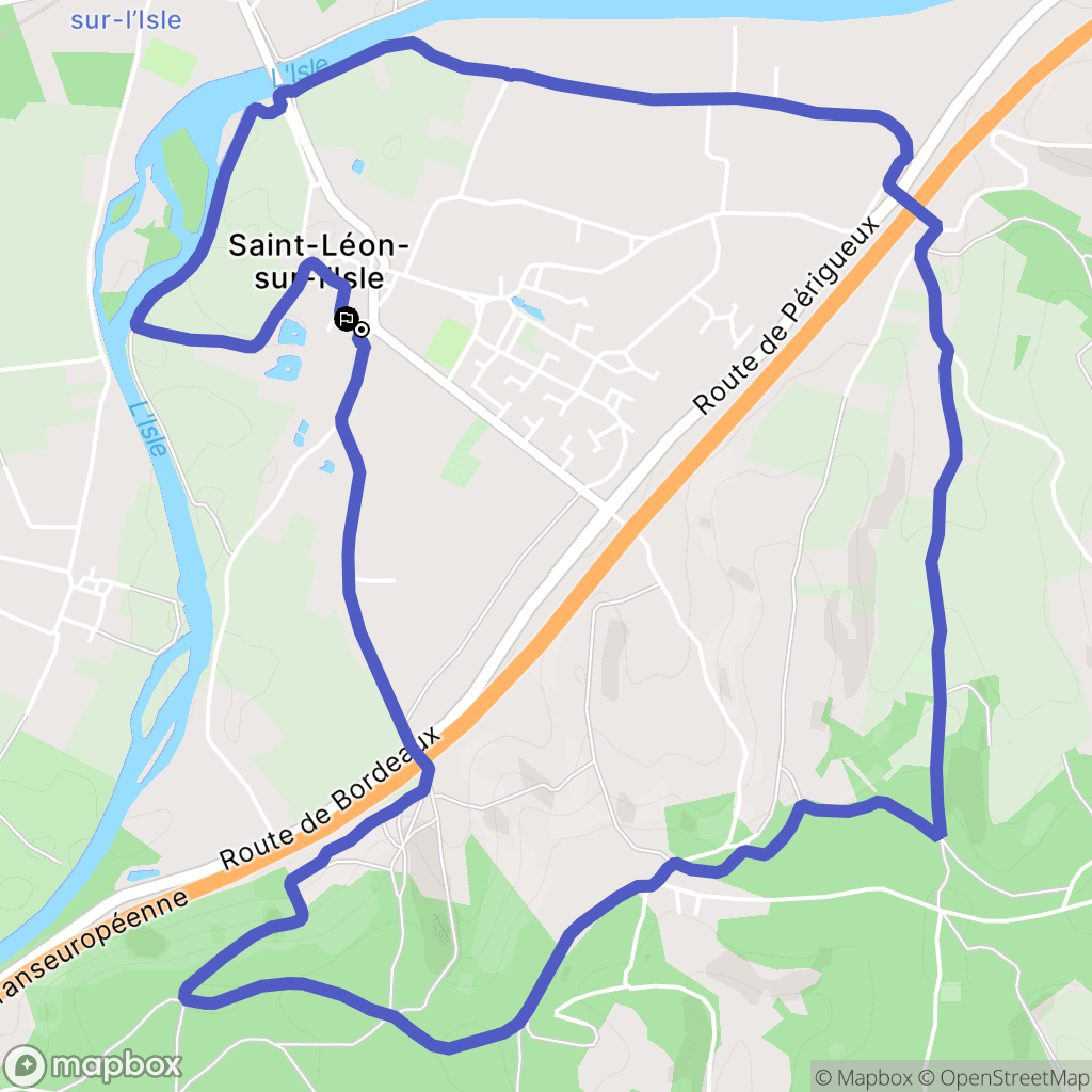 Saint-Léon-sur-l'Isle : carte du parcours de randonnée - France