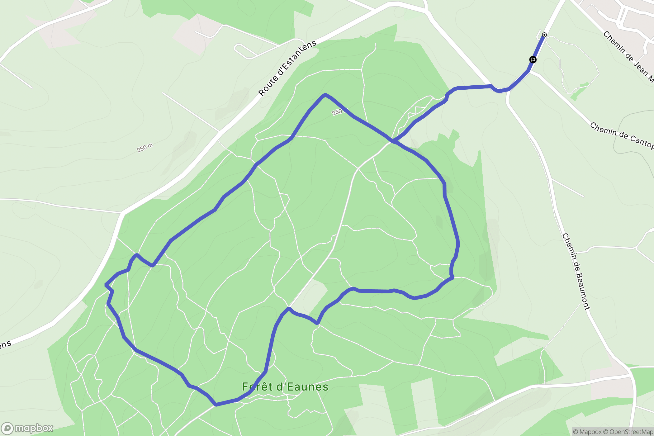Eaunes : carte du parcours de randonnée - France