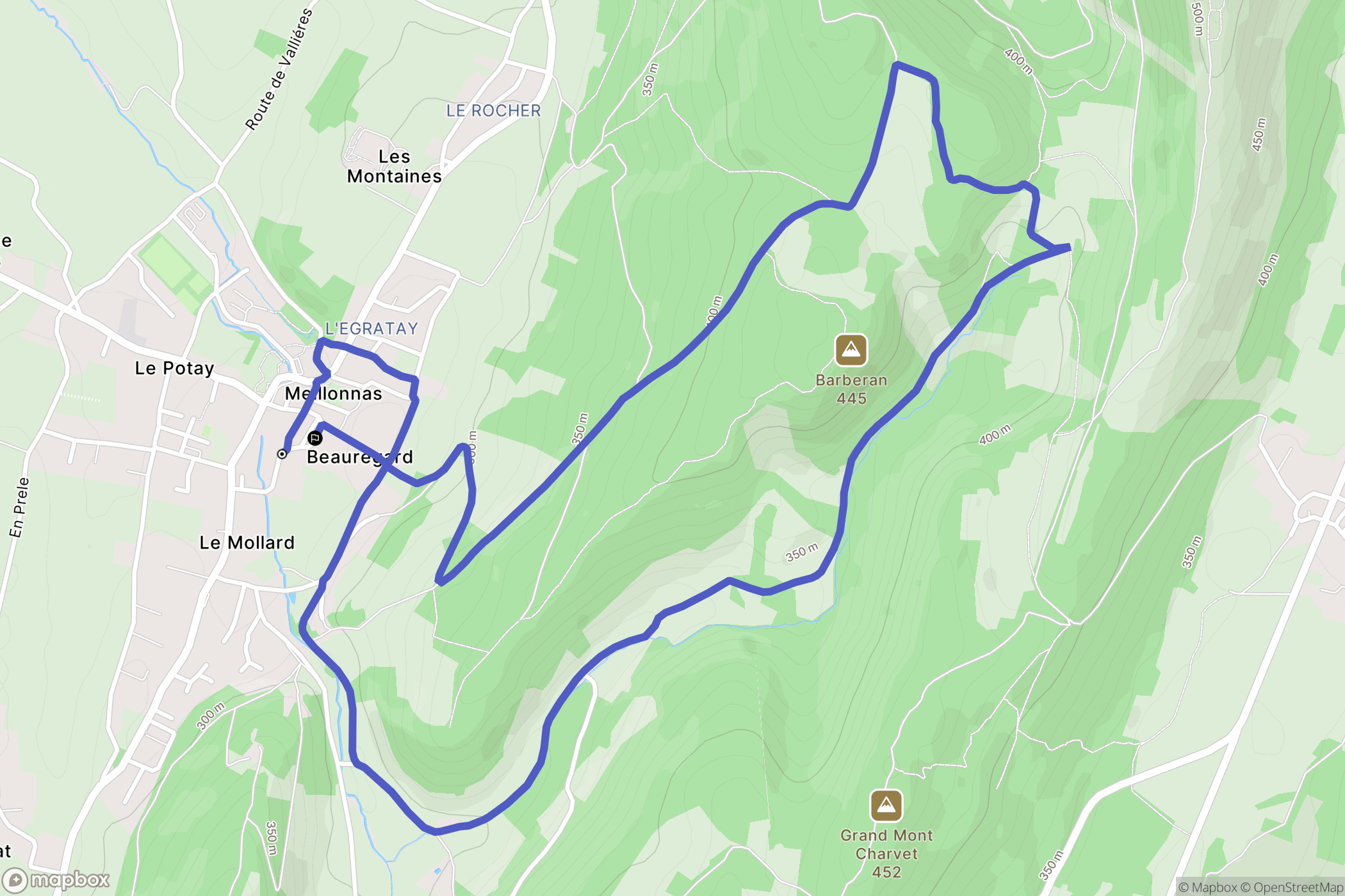 Meillonnas : carte du parcours de randonnée - France