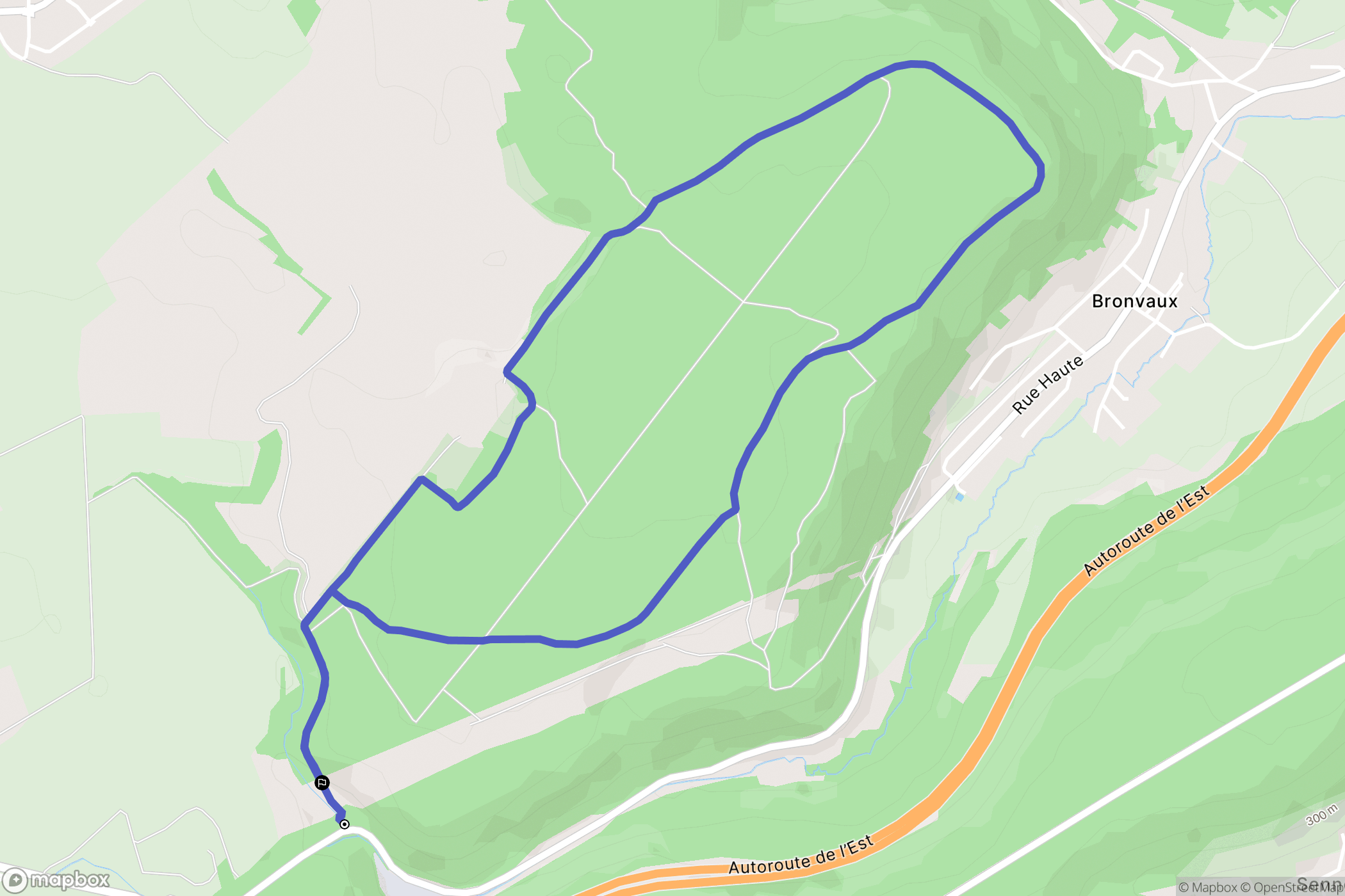 Fèves : carte du parcours de randonnée - France
