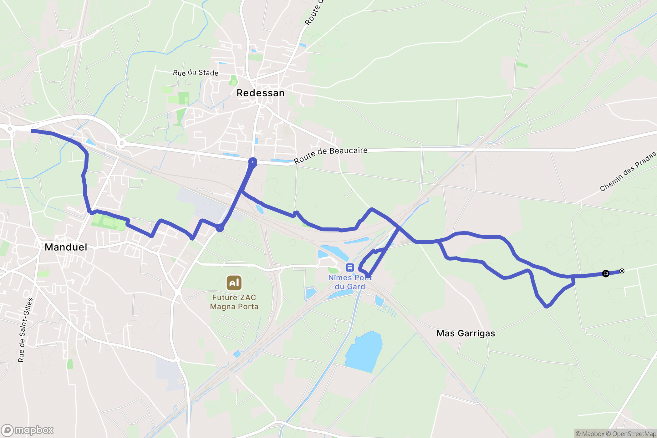 Jonquières-Saint-Vincent : carte du parcours de randonnée - France