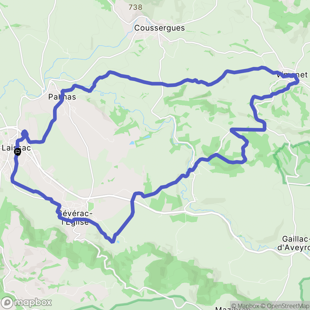 Laissac-Sévérac l'Église : carte du parcours de randonnée - France