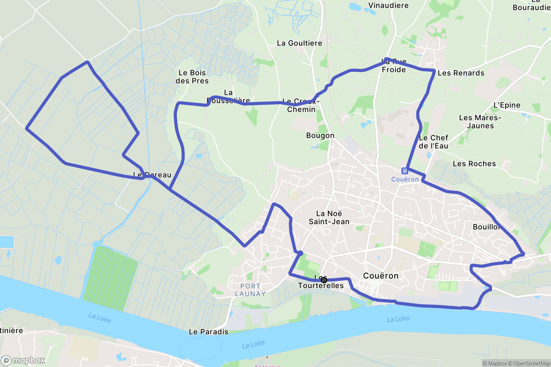 Couëron : carte du parcours de randonnée - France
