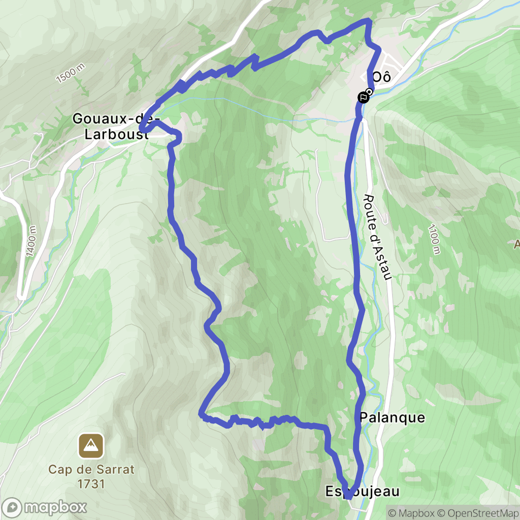 Oô : carte du parcours de randonnée - France
