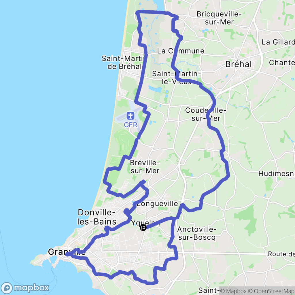 Yquelon : carte du parcours de randonnée - France