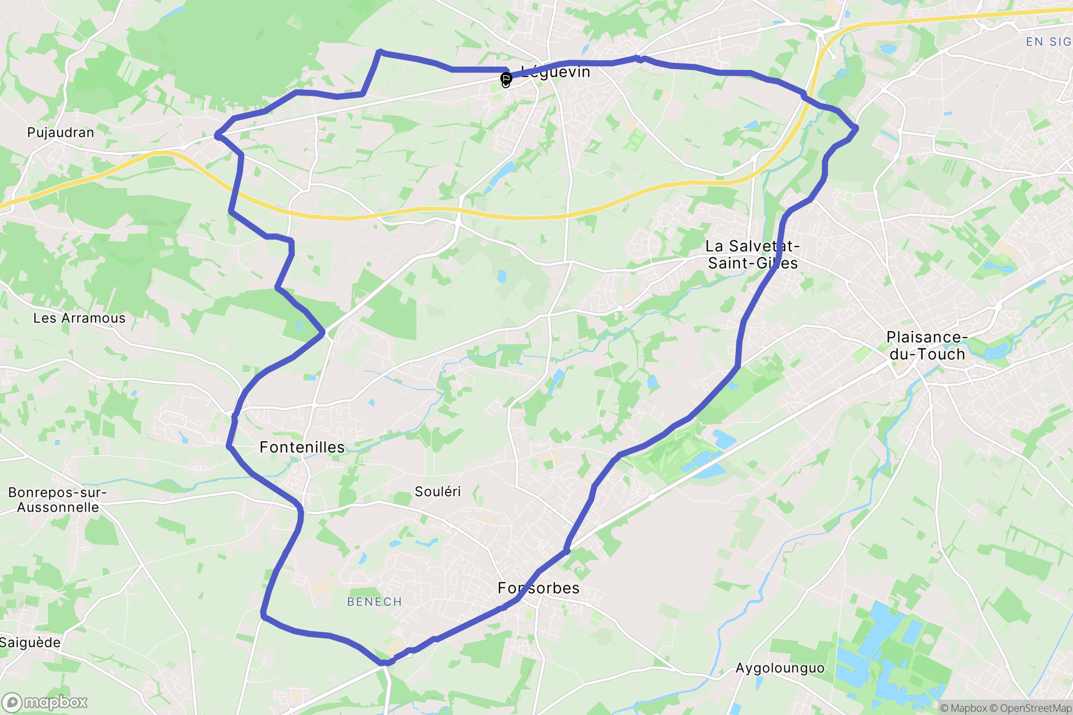 Léguevin : carte du parcours de randonnée - France