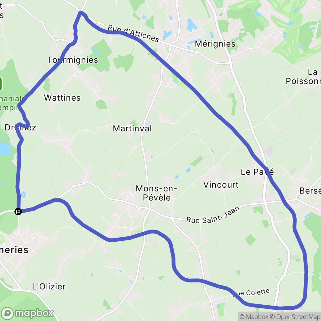 Thumeries : carte du parcours de randonnée - France