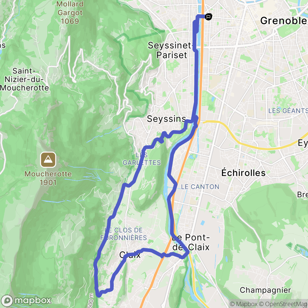 Grenoble : carte du parcours de randonnée - France