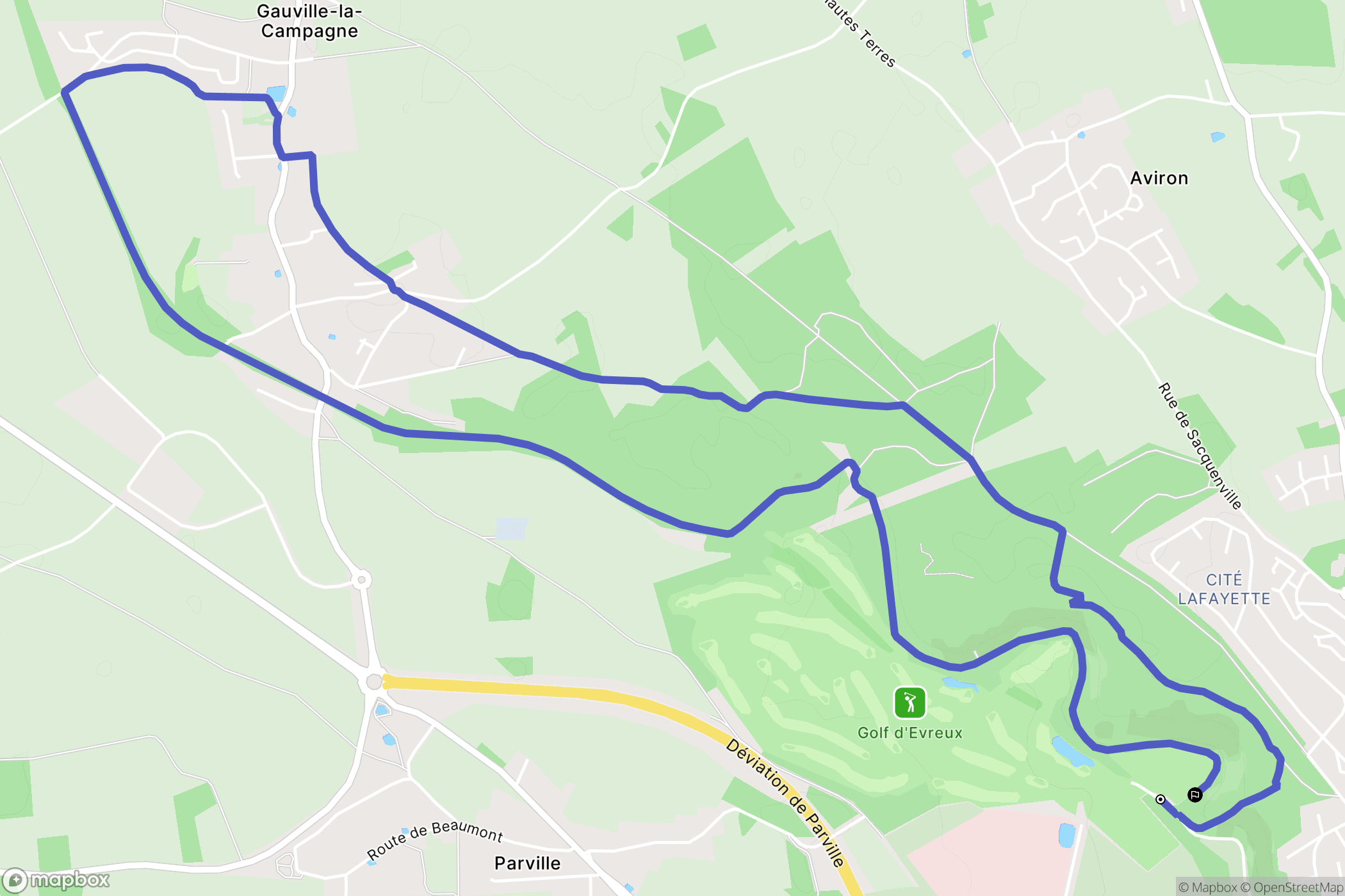 Évreux : carte du parcours de randonnée - France