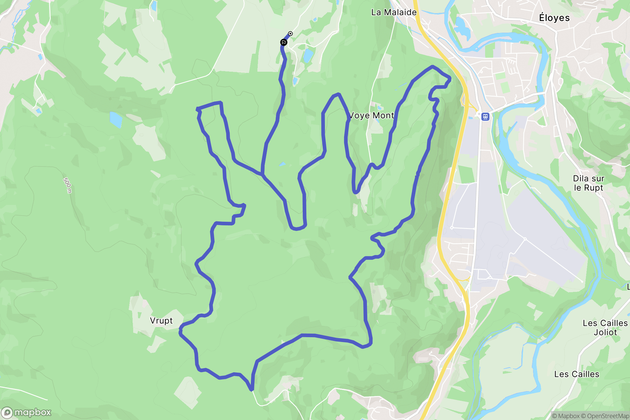 Pouxeux : carte du parcours de randonnée - France