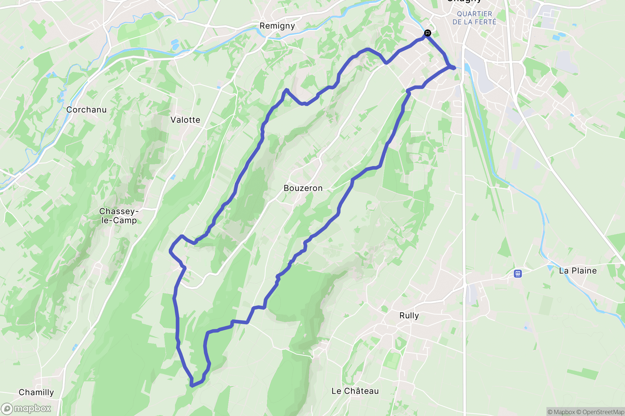 Chagny : carte du parcours de randonnée - France