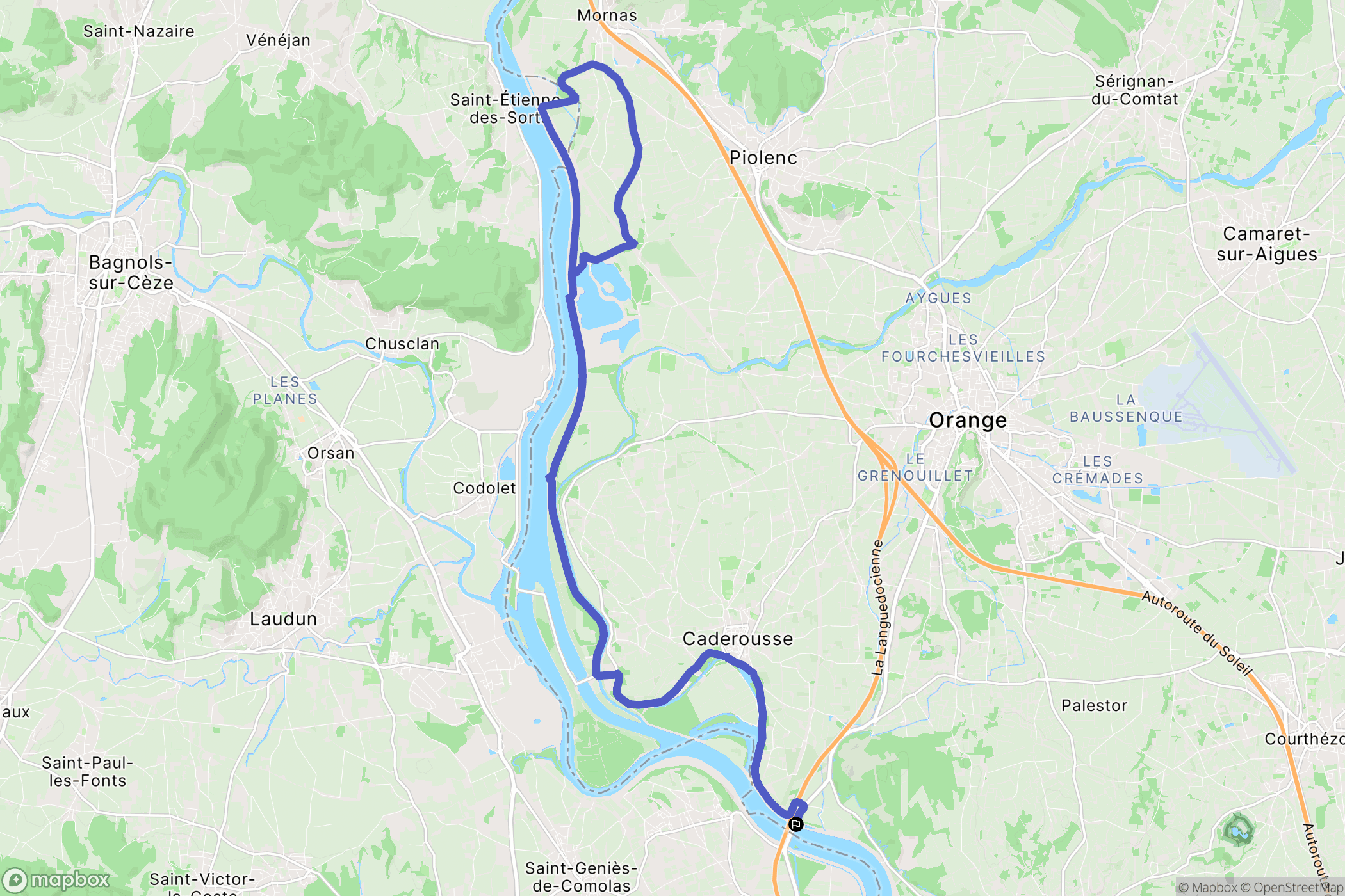 Orange : carte du parcours de randonnée - France