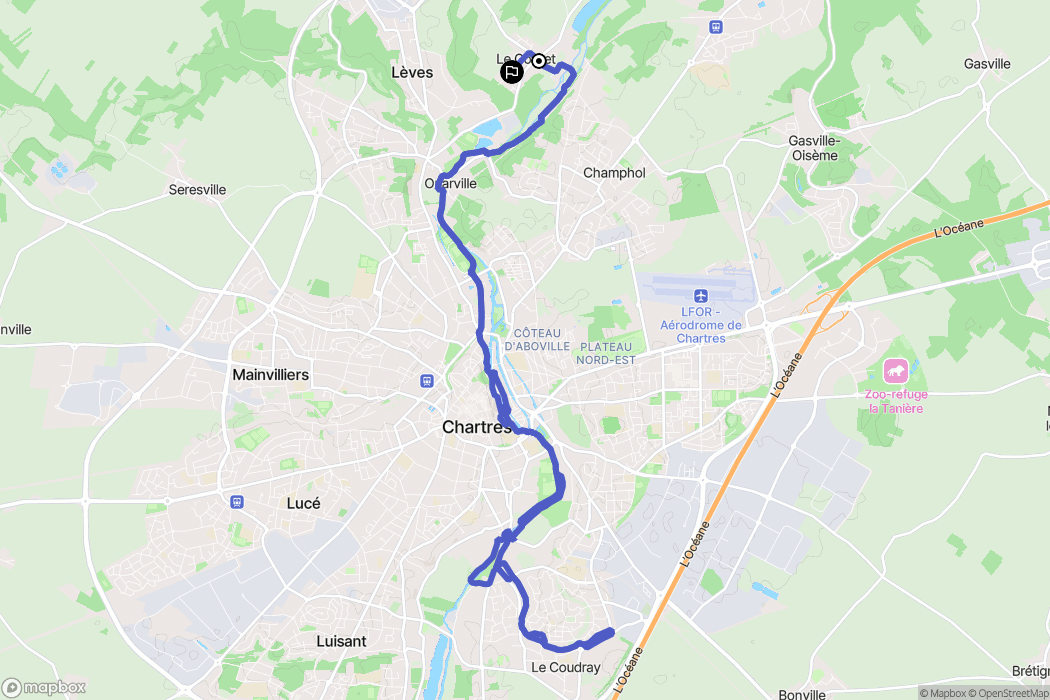 Saint-Prest : carte du parcours de randonnée - France