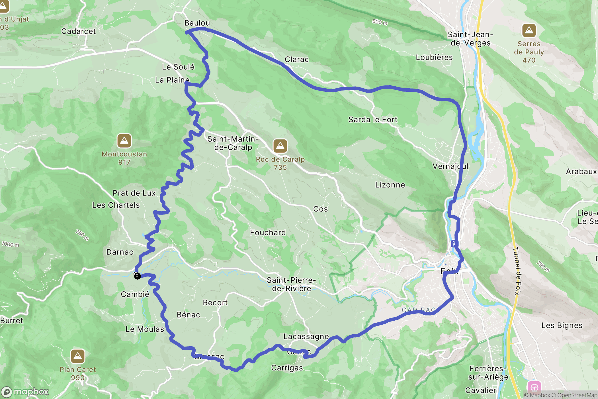 Serres-sur-Arget : carte du parcours de randonnée - France