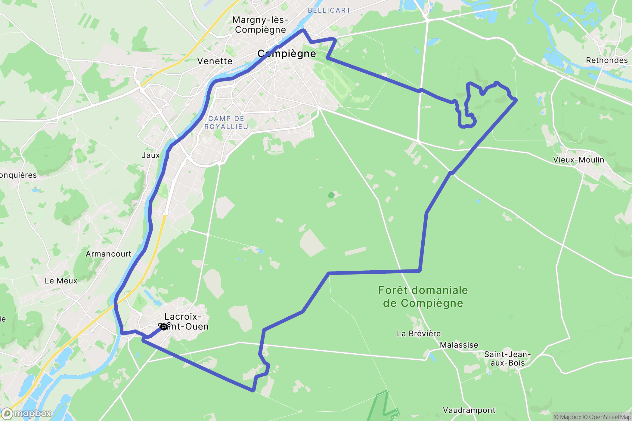 La Croix-Saint-Ouen : carte du parcours de randonnée - France