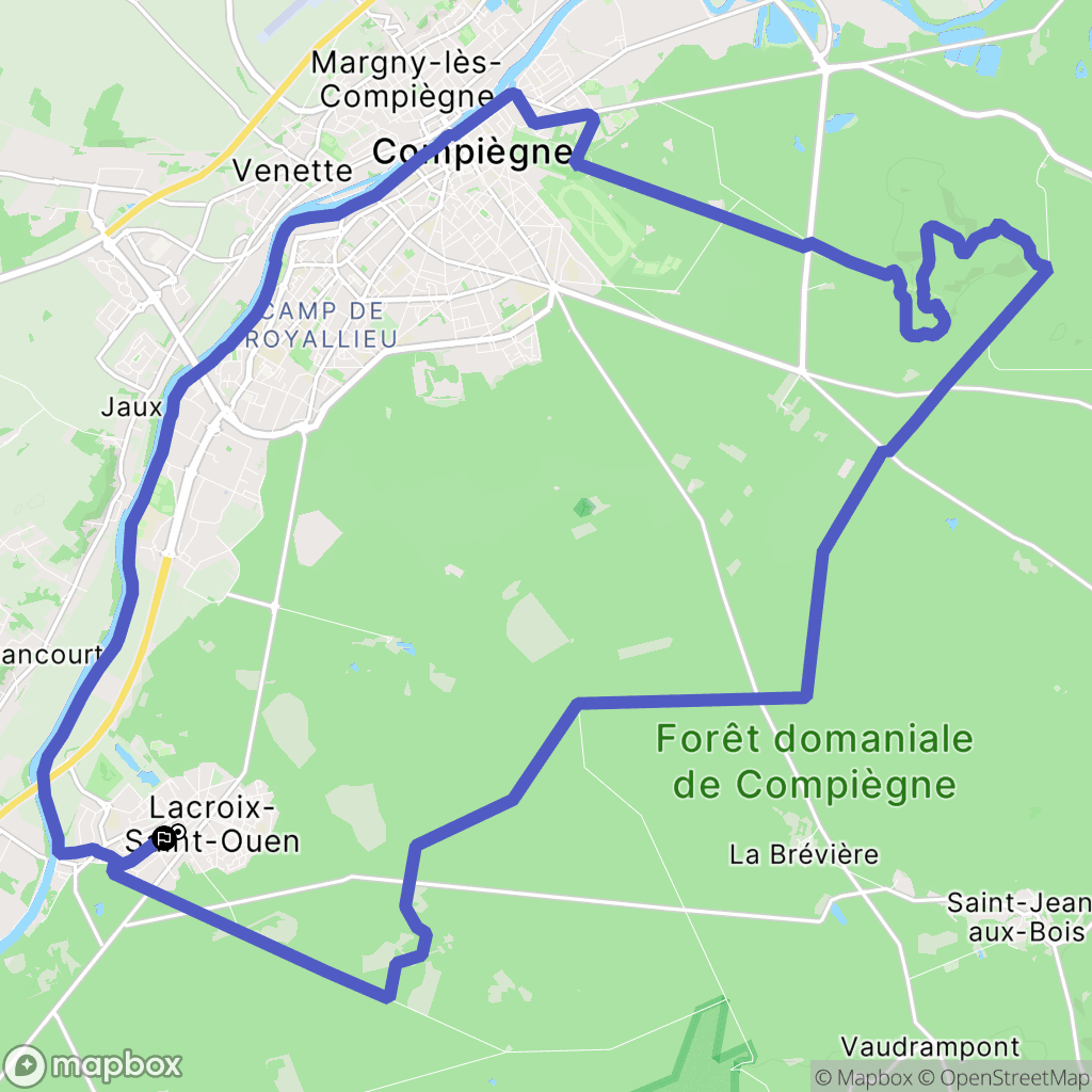 La Croix-Saint-Ouen : carte du parcours de randonnée - France