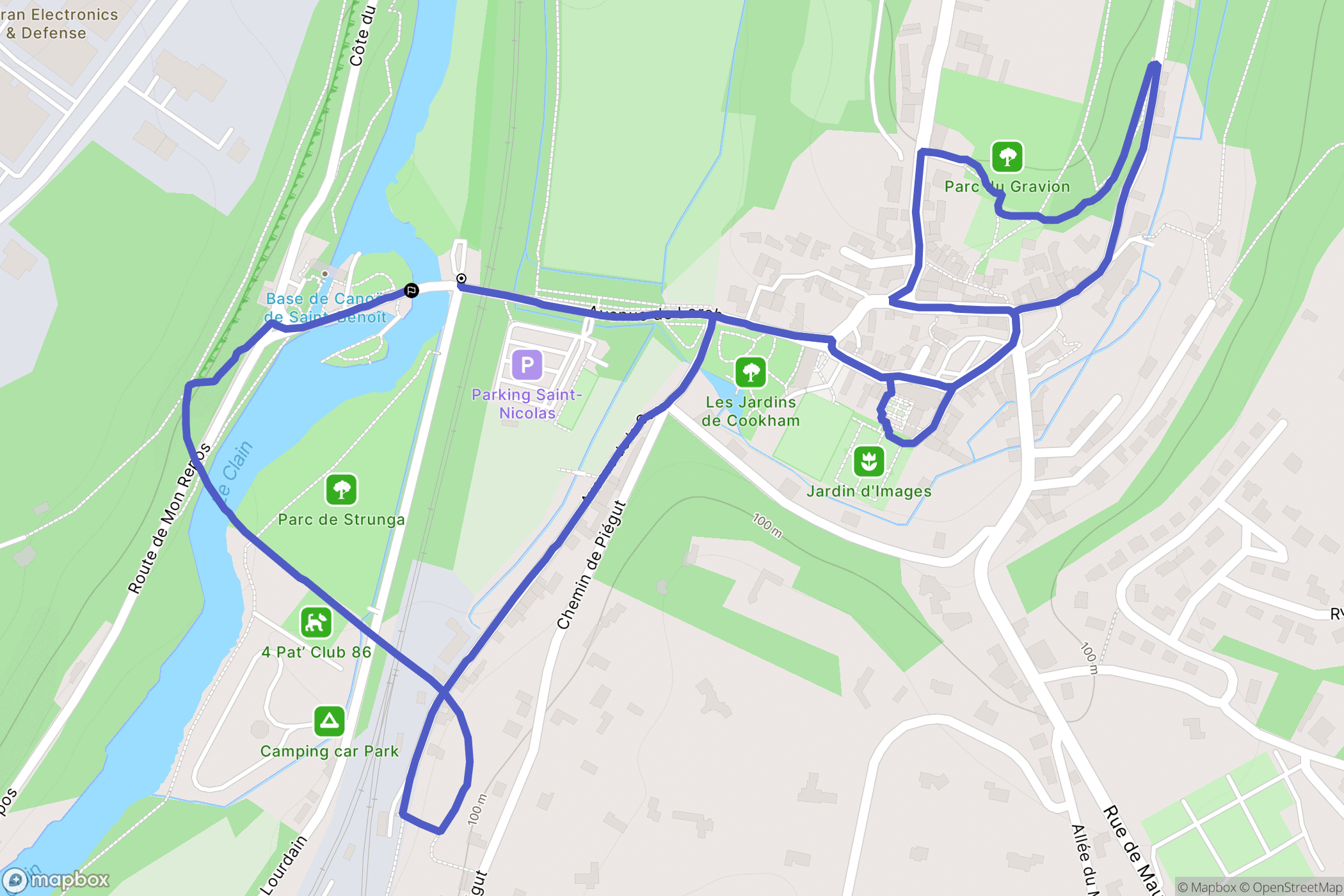 Saint-Benoît : carte du parcours de randonnée - France
