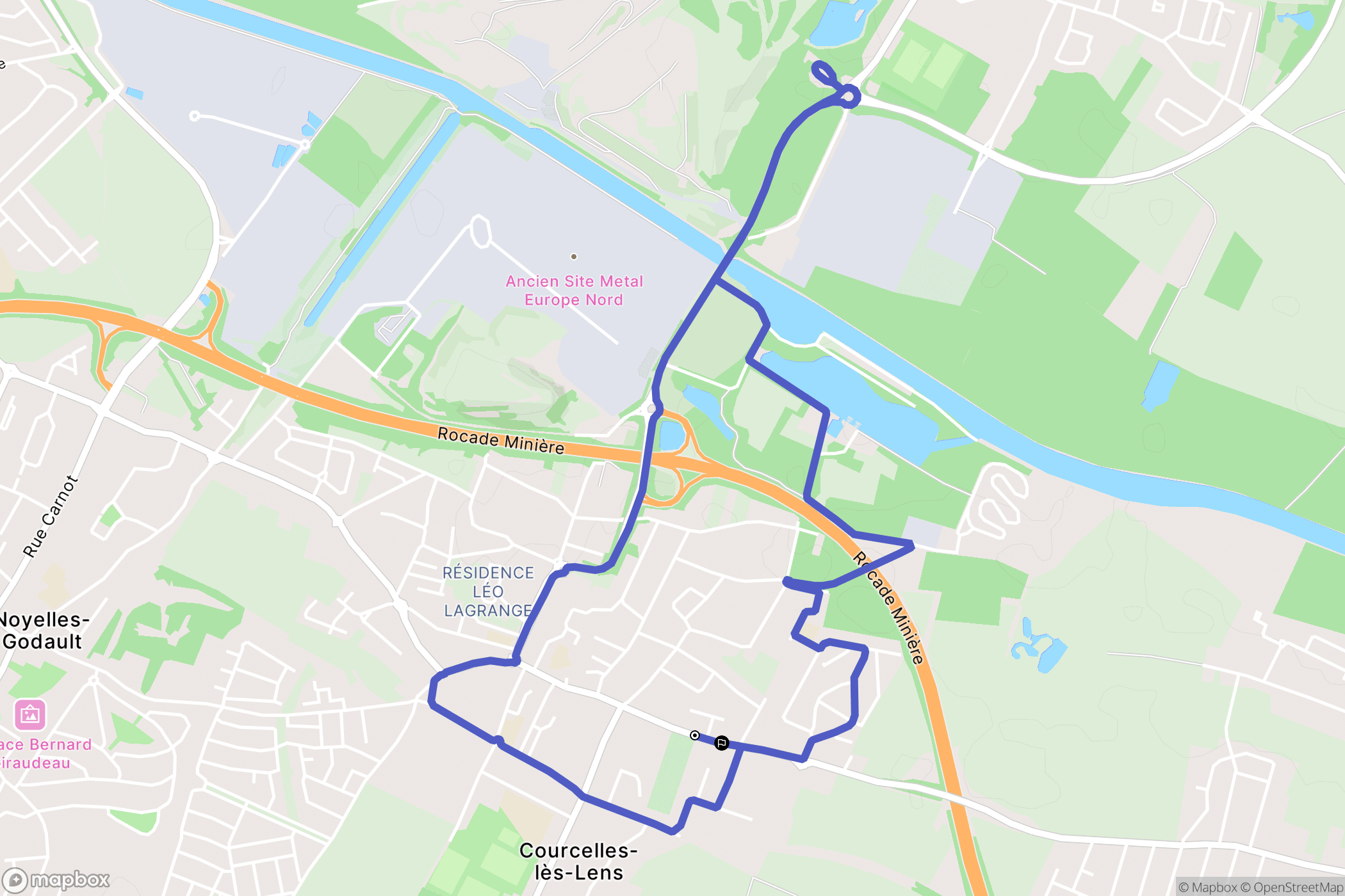 Courcelles-lès-Lens : carte du parcours de randonnée - France