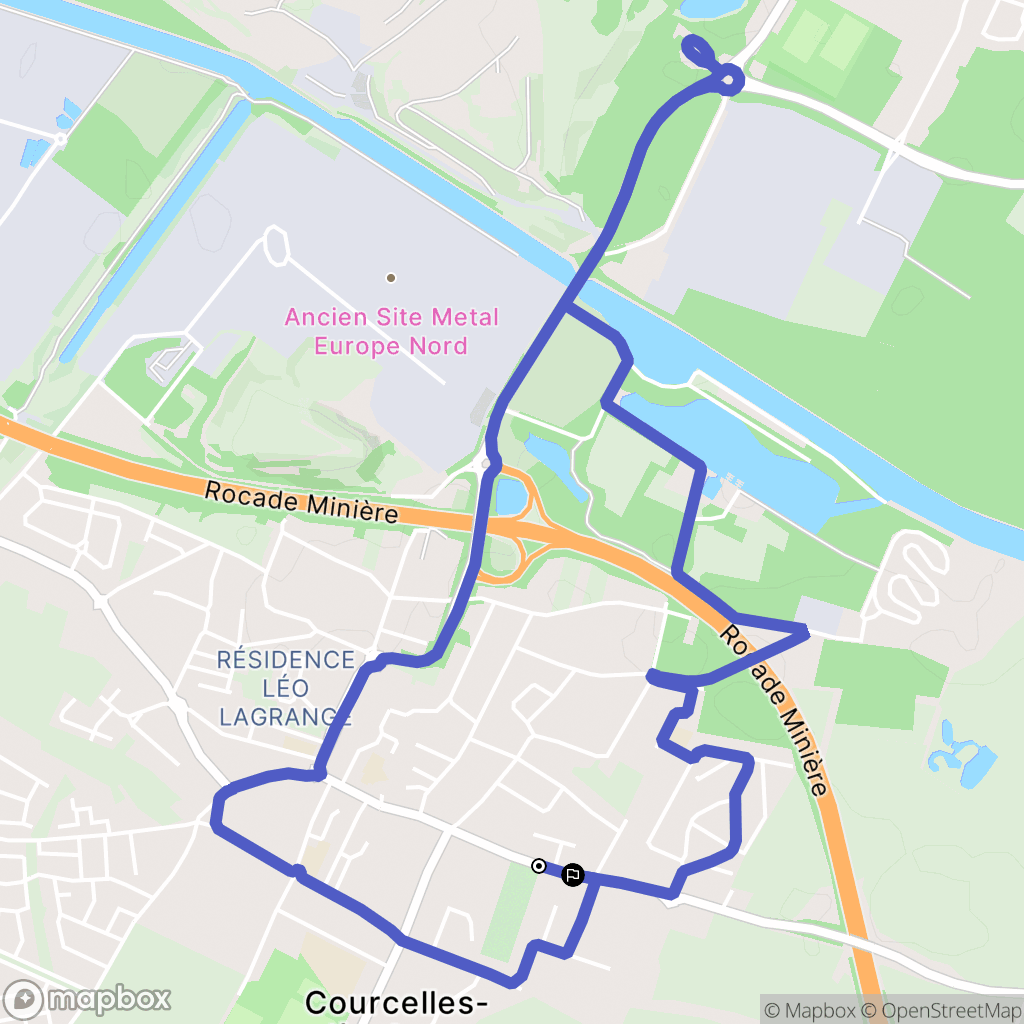 Courcelles-lès-Lens : carte du parcours de randonnée - France