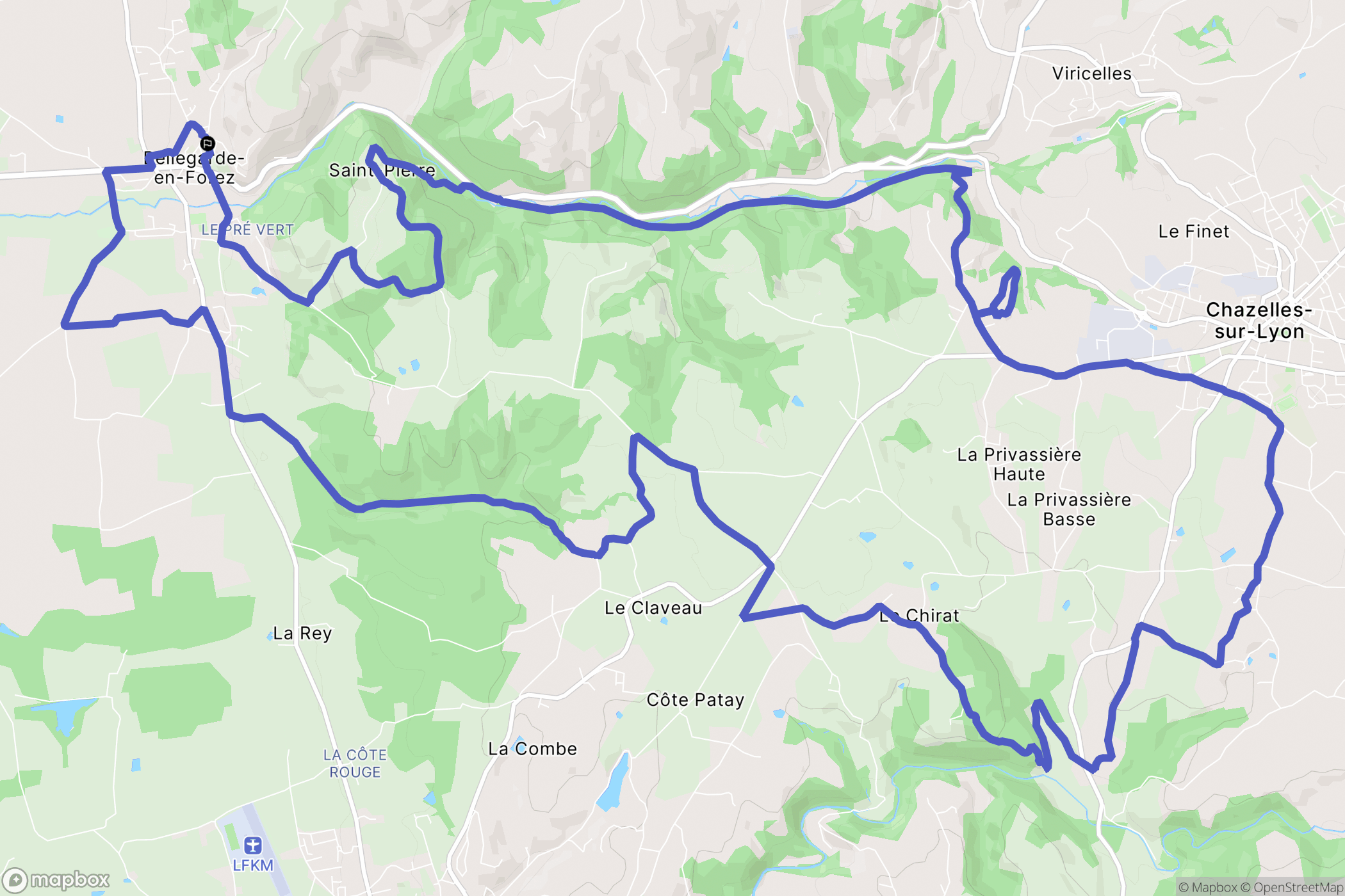 Bellegarde-en-Forez : carte du parcours de randonnée - France
