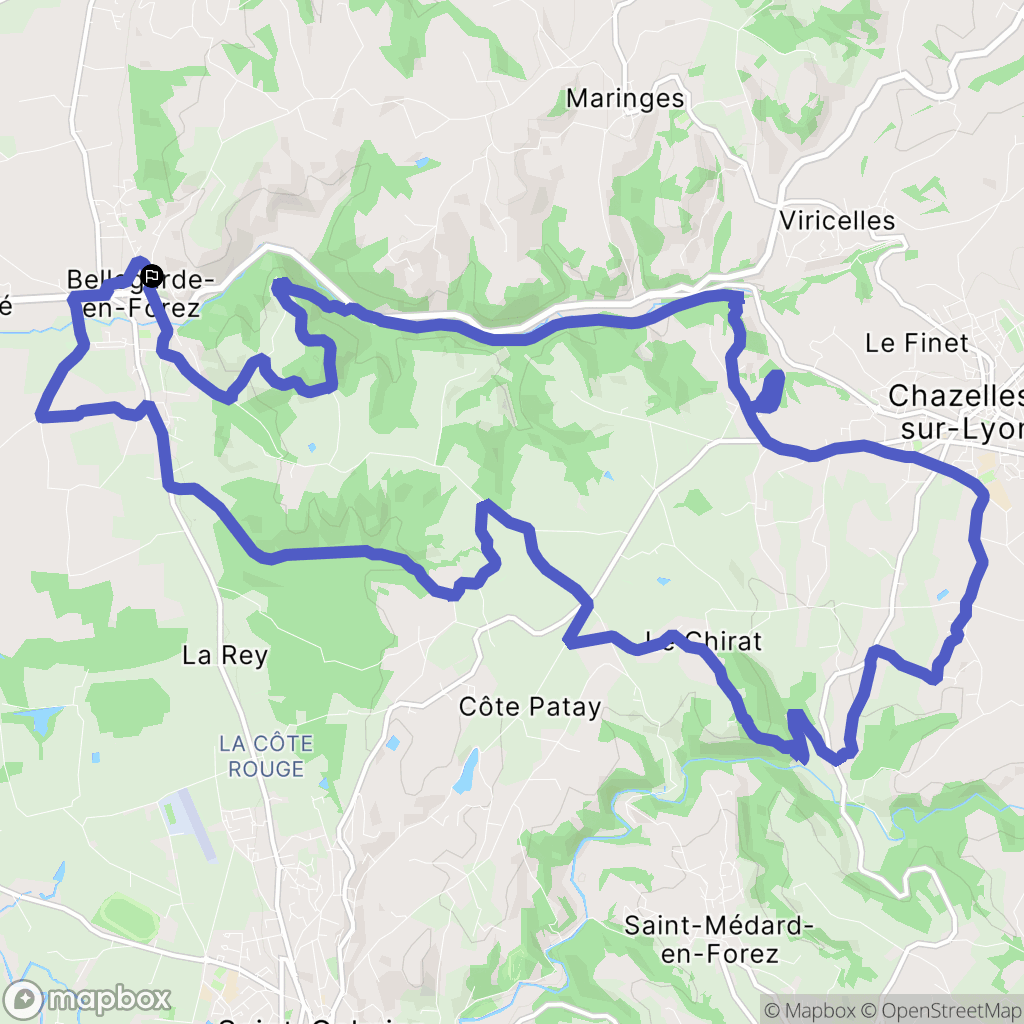 Bellegarde-en-Forez : carte du parcours de randonnée - France