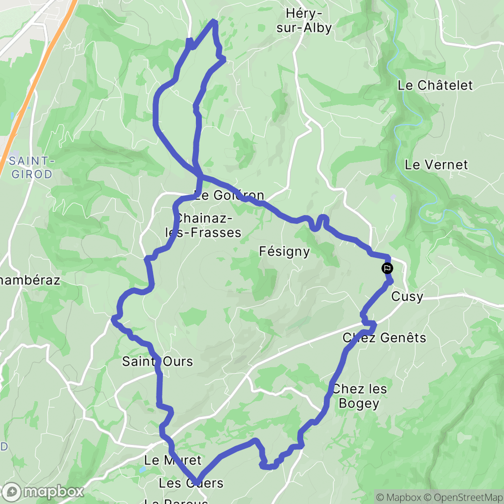 Cusy : carte du parcours de randonnée - France