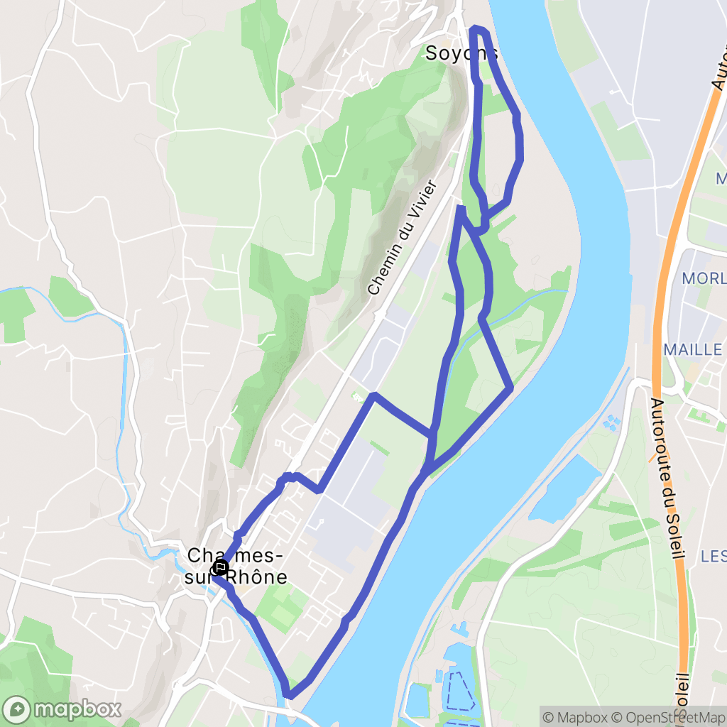 Charmes-sur-Rhône : carte du parcours de randonnée - France