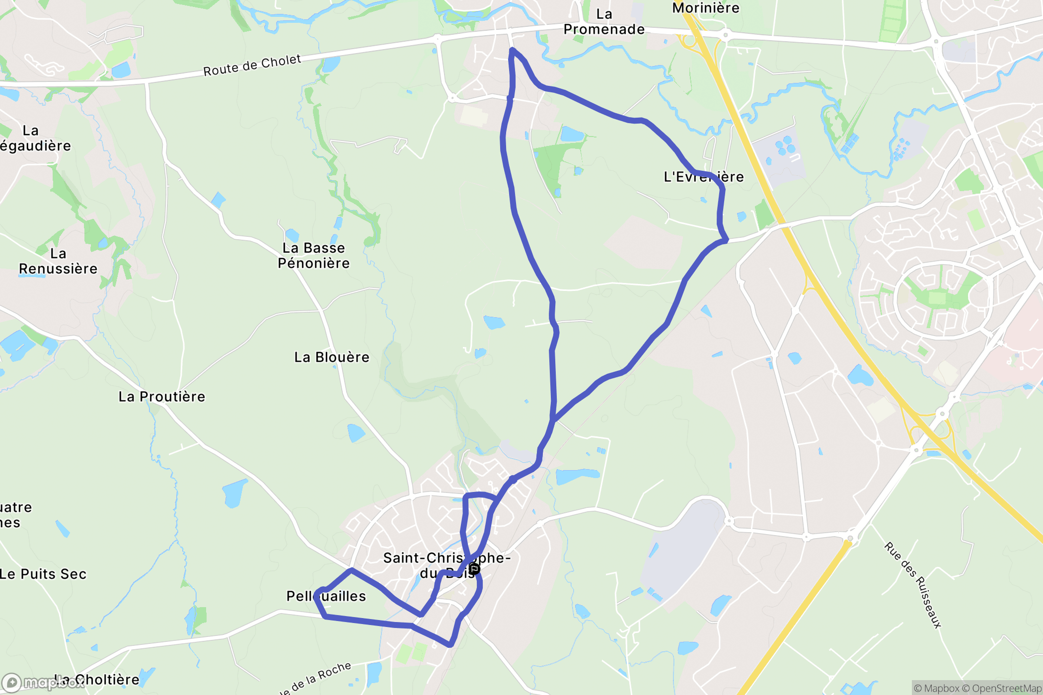 Saint-Christophe-du-Bois : carte du parcours de randonnée - France