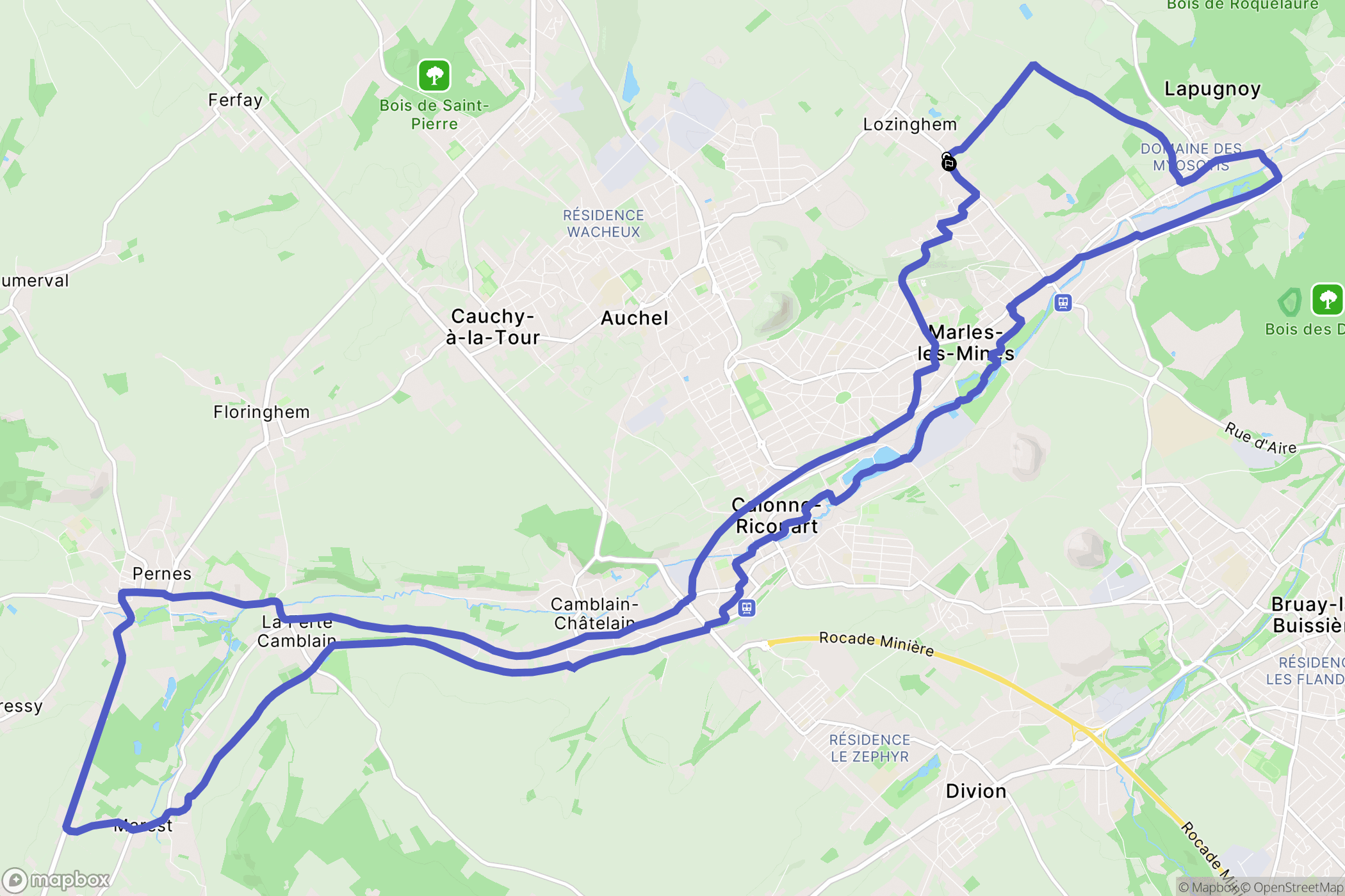 Lozinghem : carte du parcours de randonnée - France