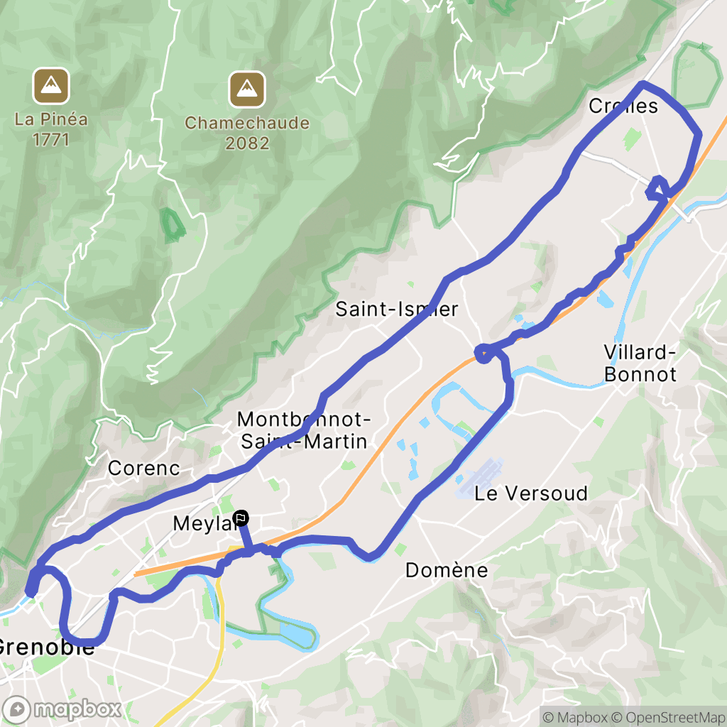 Meylan : carte du parcours de randonnée - France