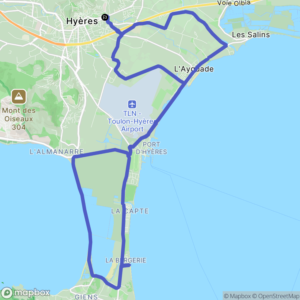 Hyères : carte du parcours de randonnée - France