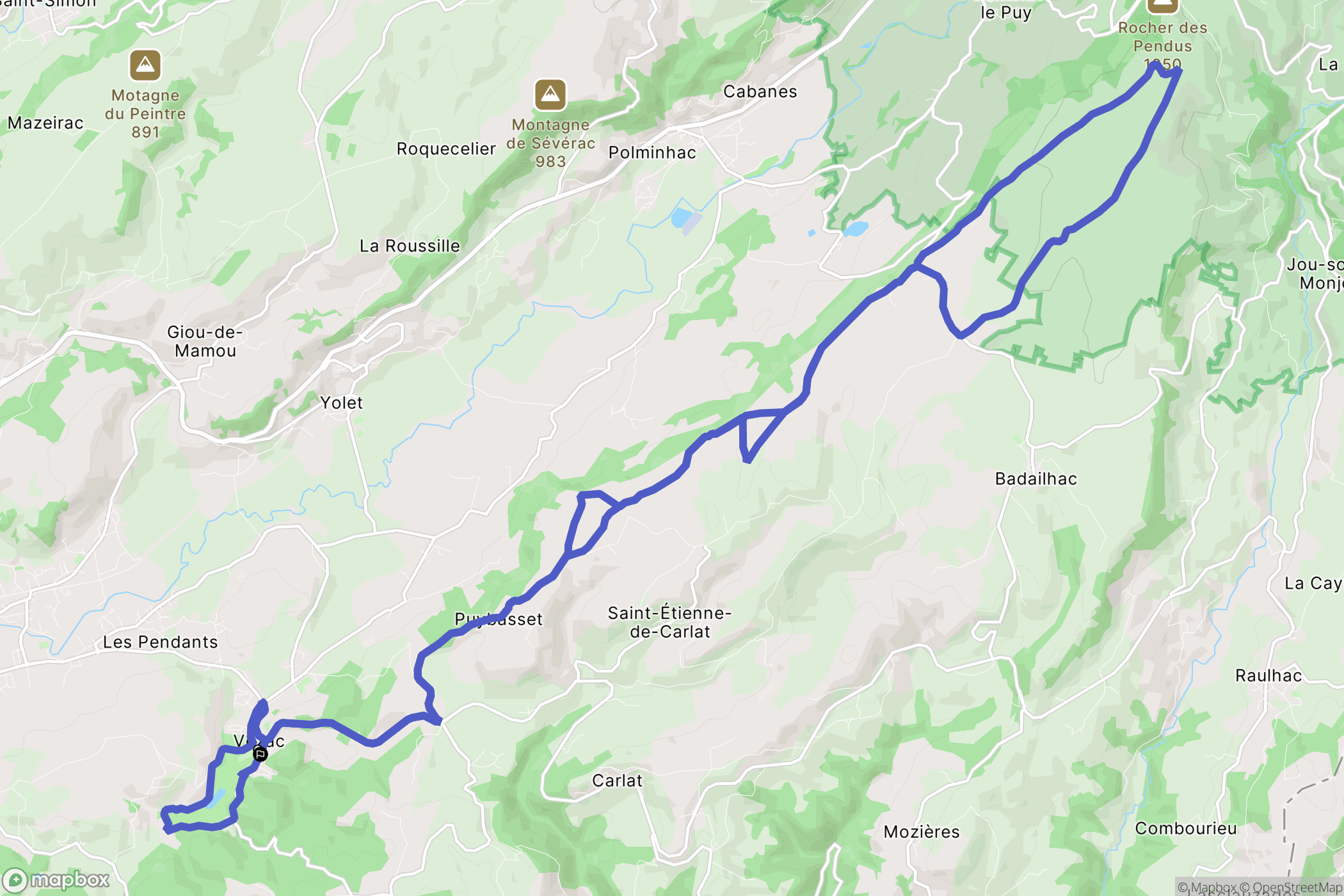Vezac : carte du parcours de randonnée - France