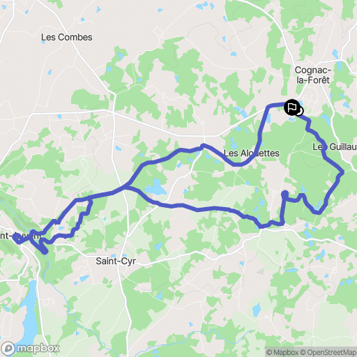 Cognac-la-Forêt : carte du parcours de randonnée - France