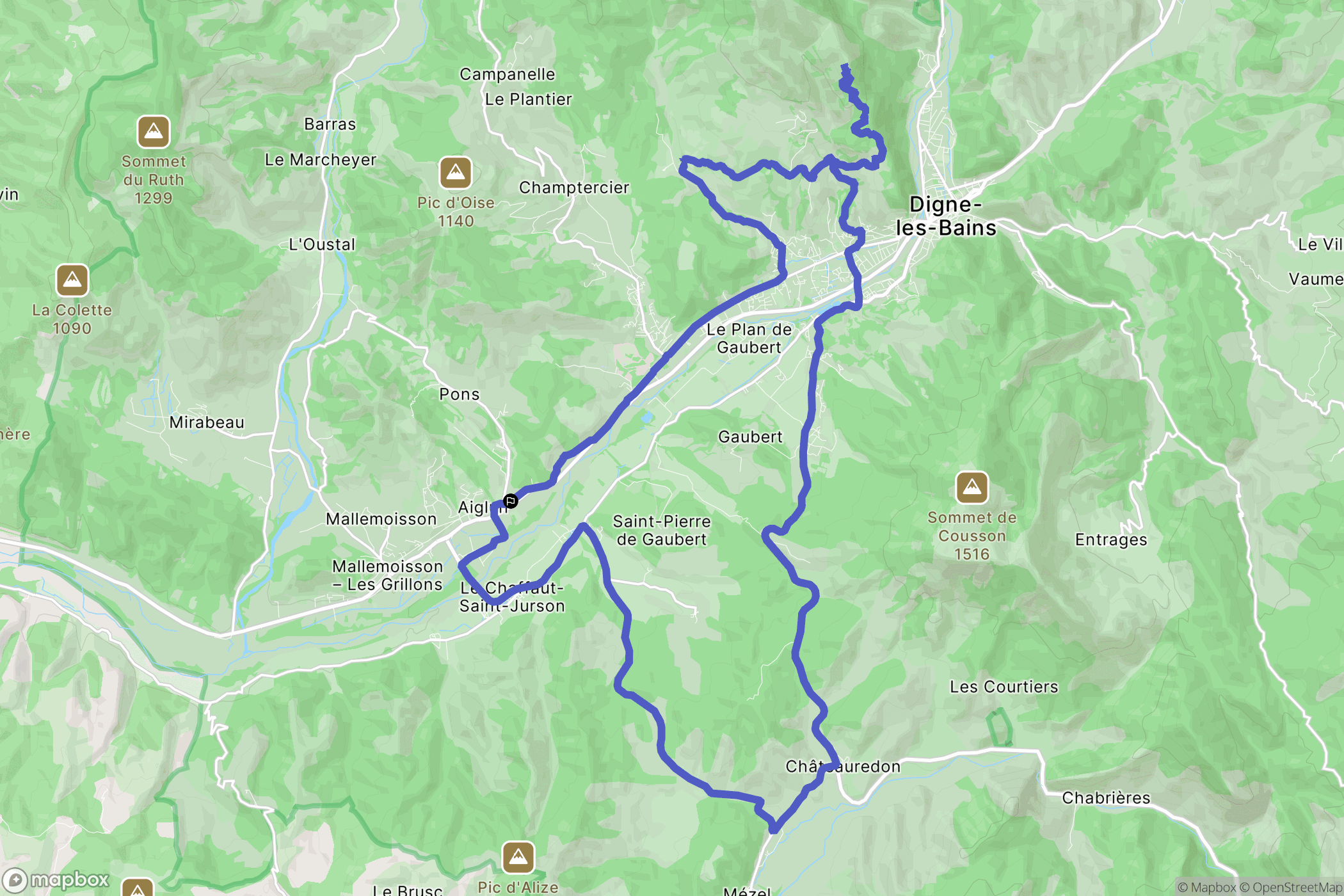 Aiglun : carte du parcours de randonnée - France