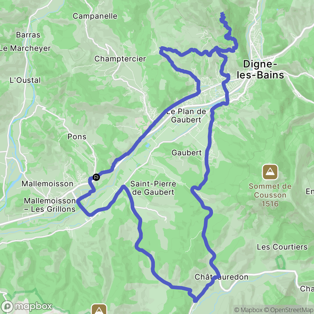 Aiglun : carte du parcours de randonnée - France