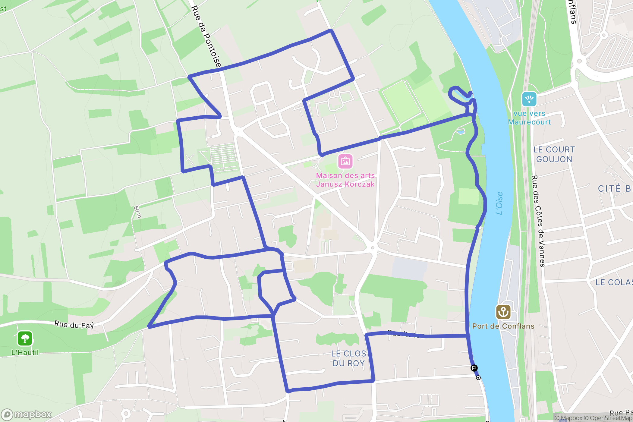 Andrésy : carte du parcours de randonnée - France