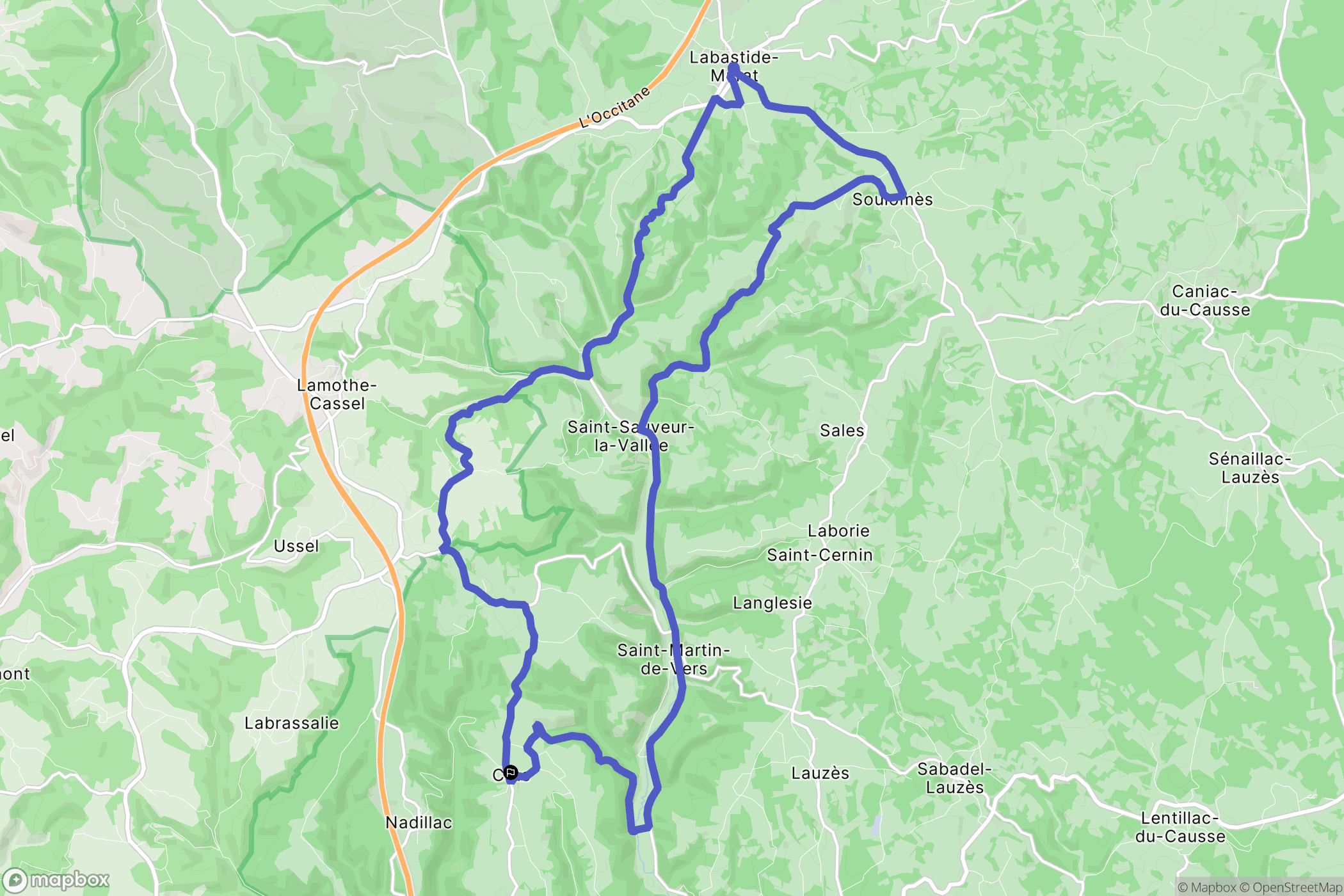 Cras : carte du parcours de randonnée - France