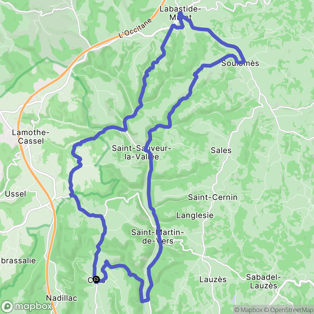 Cras : carte du parcours de randonnée - France