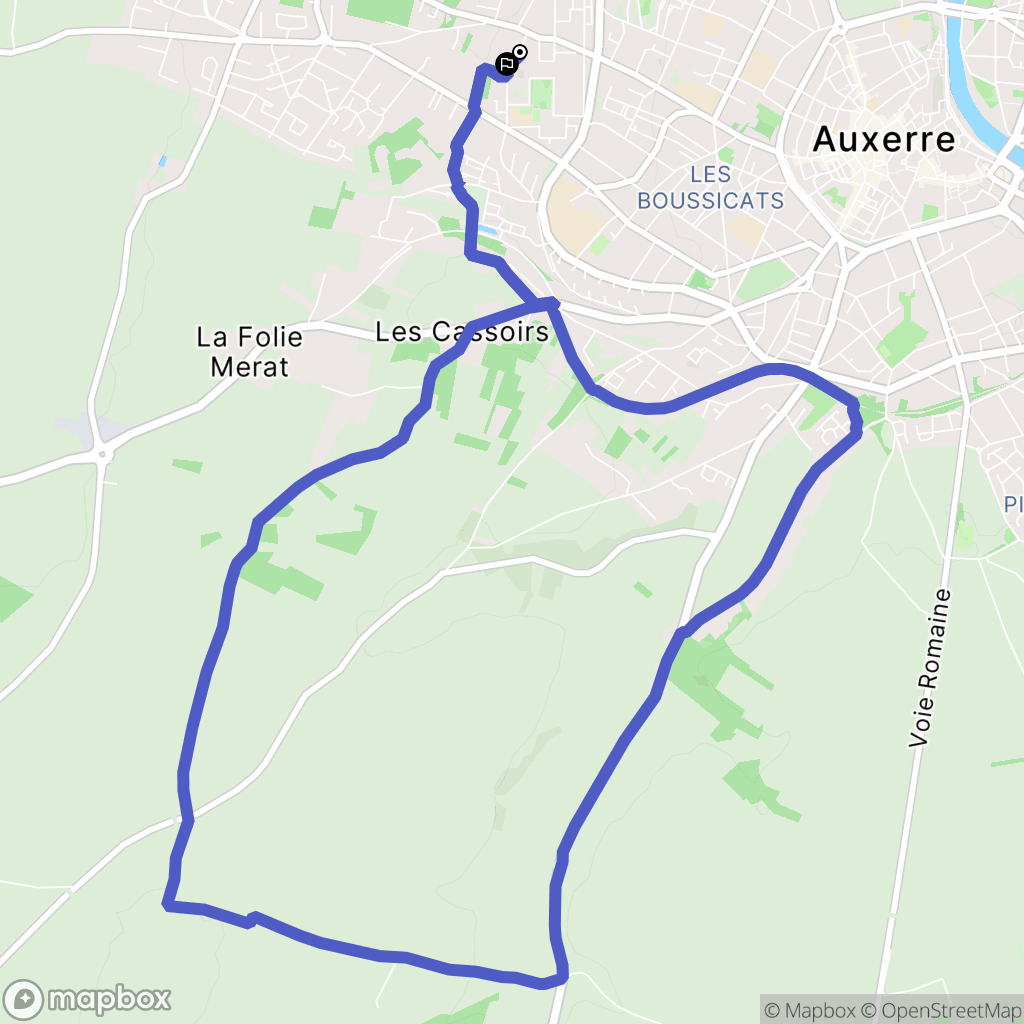 Auxerre : carte du parcours de randonnée - France