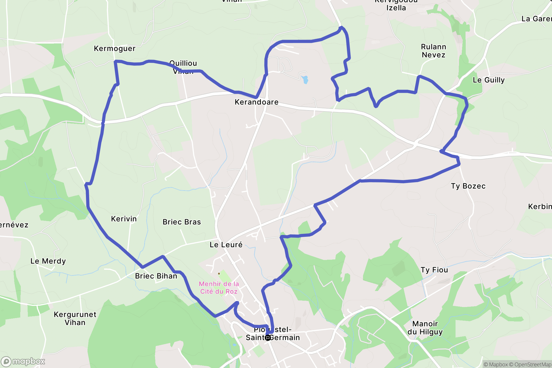 Plogastel-Saint-Germain : carte du parcours de randonnée - France