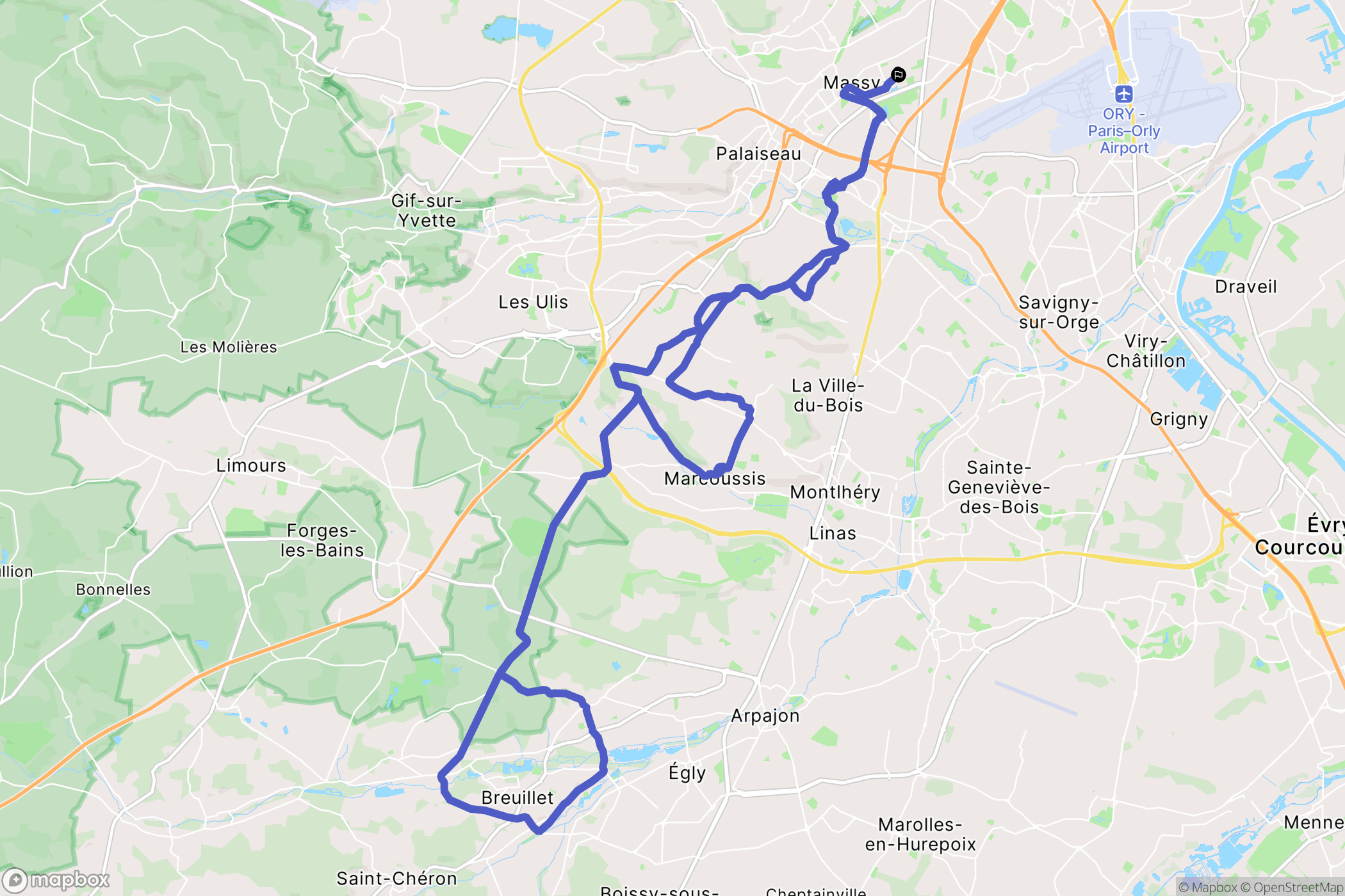 Massy : carte du parcours de randonnée - France