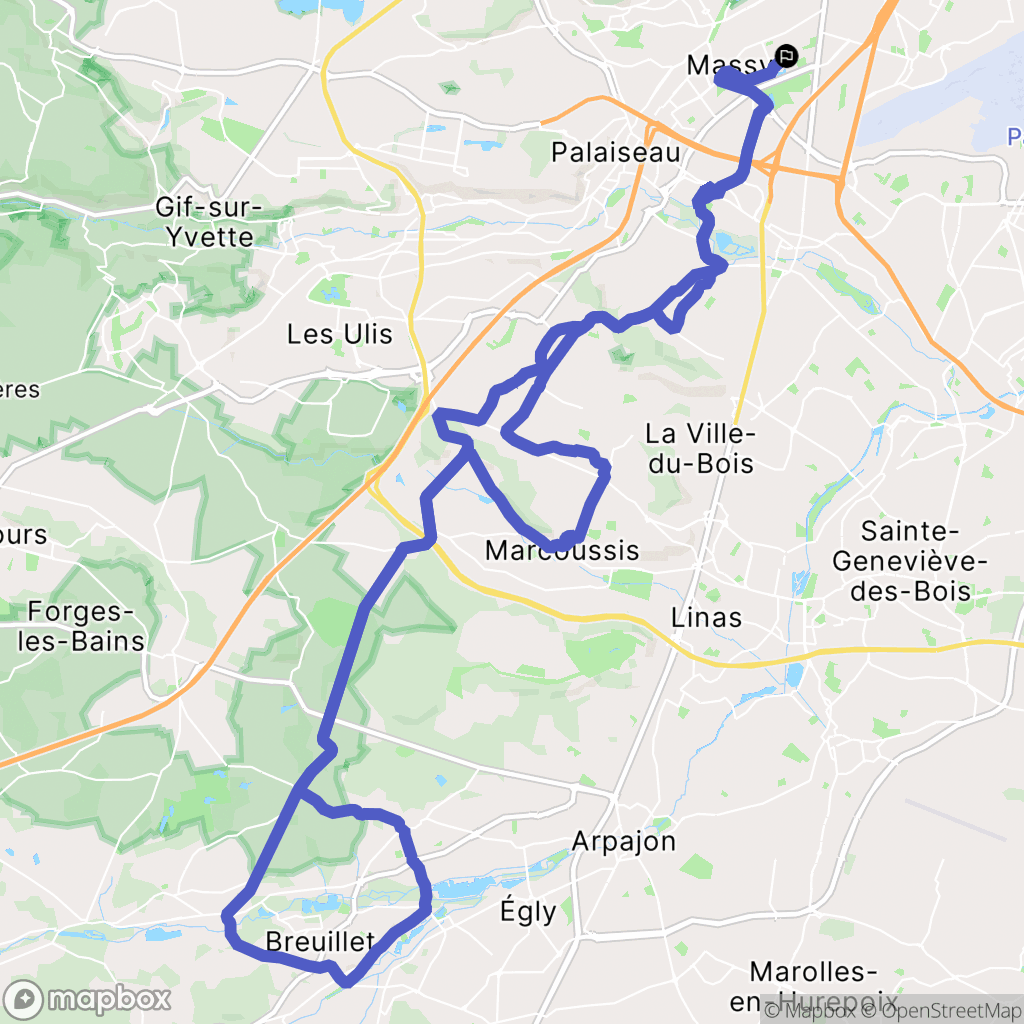 Massy : carte du parcours de randonnée - France