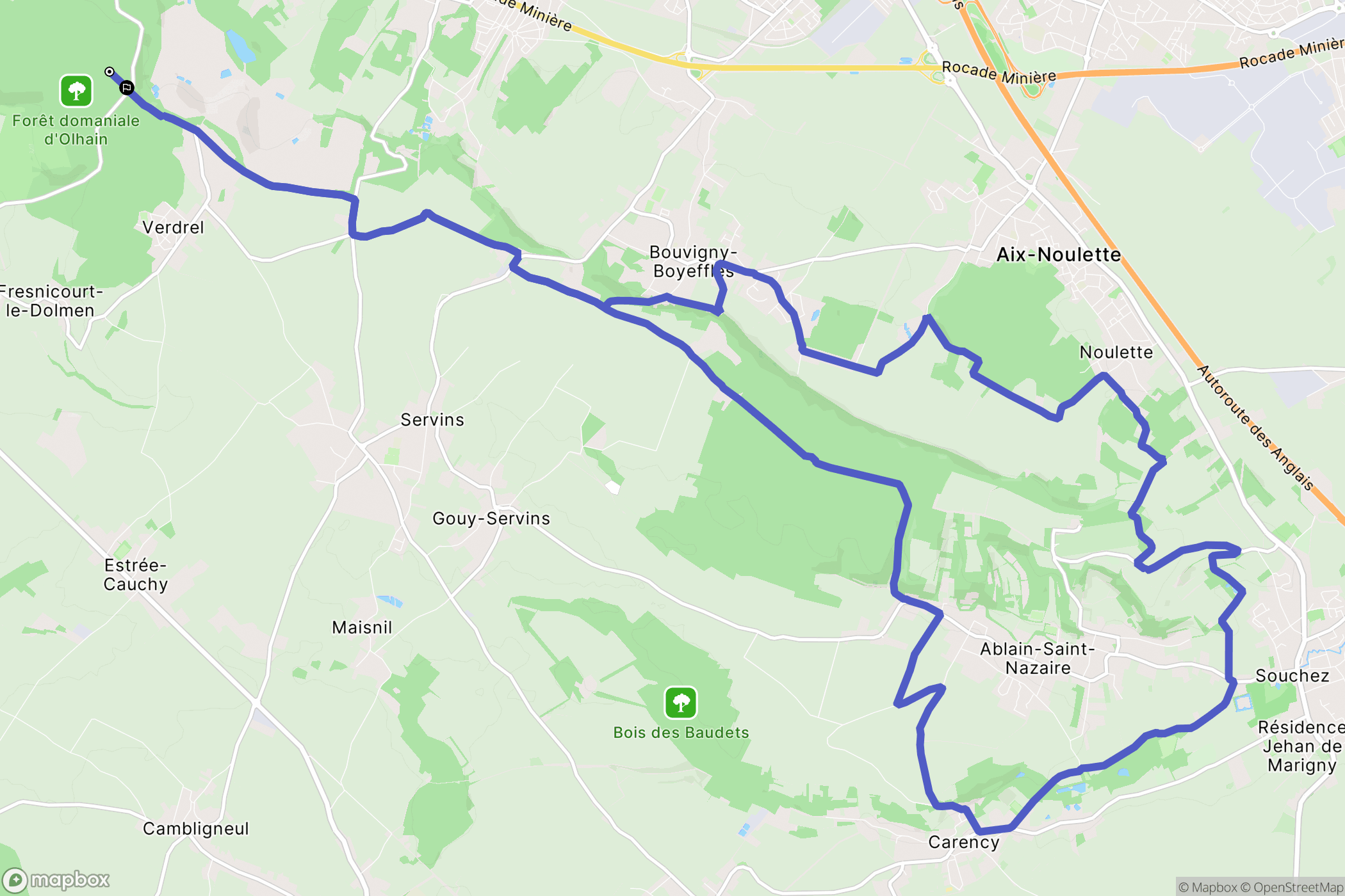 Fresnicourt-le-Dolmen : carte du parcours de randonnée - France