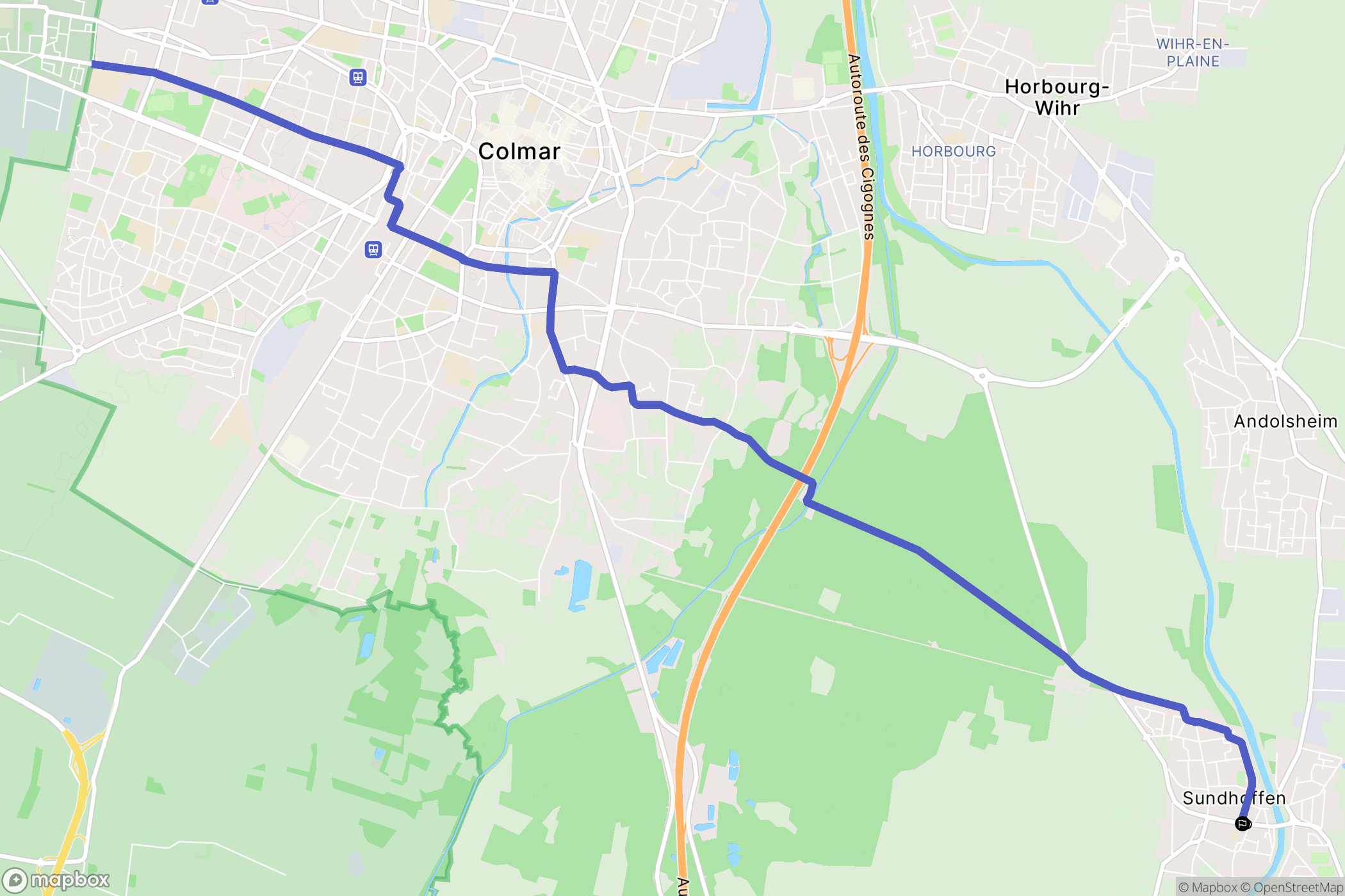 Sundhoffen : carte du parcours de randonnée - France