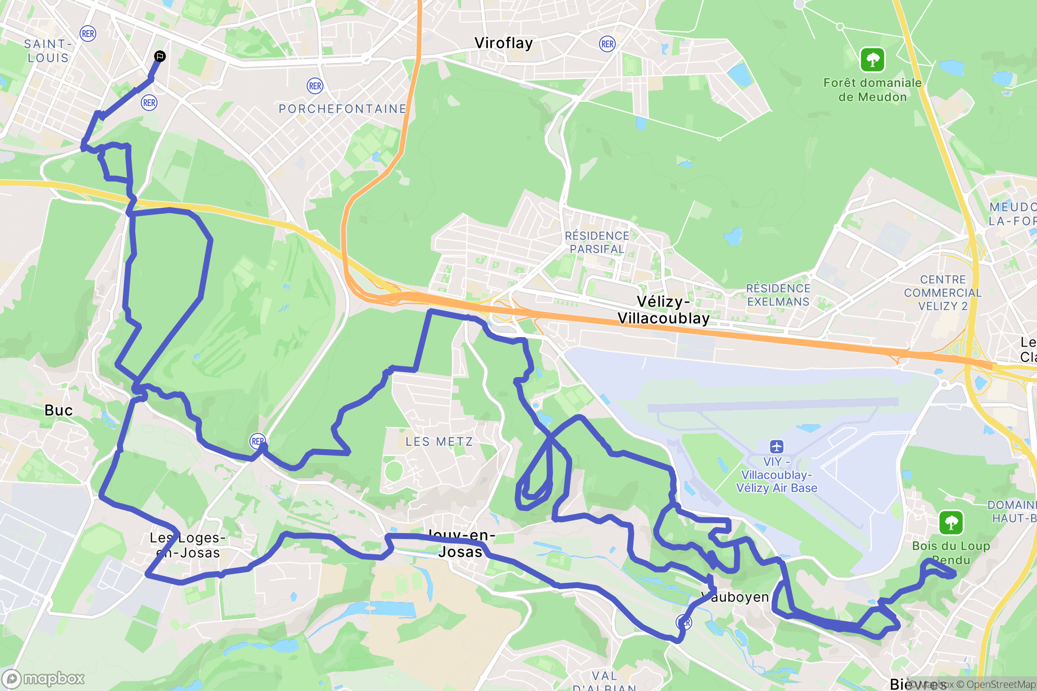 Versailles : carte du parcours de randonnée - France