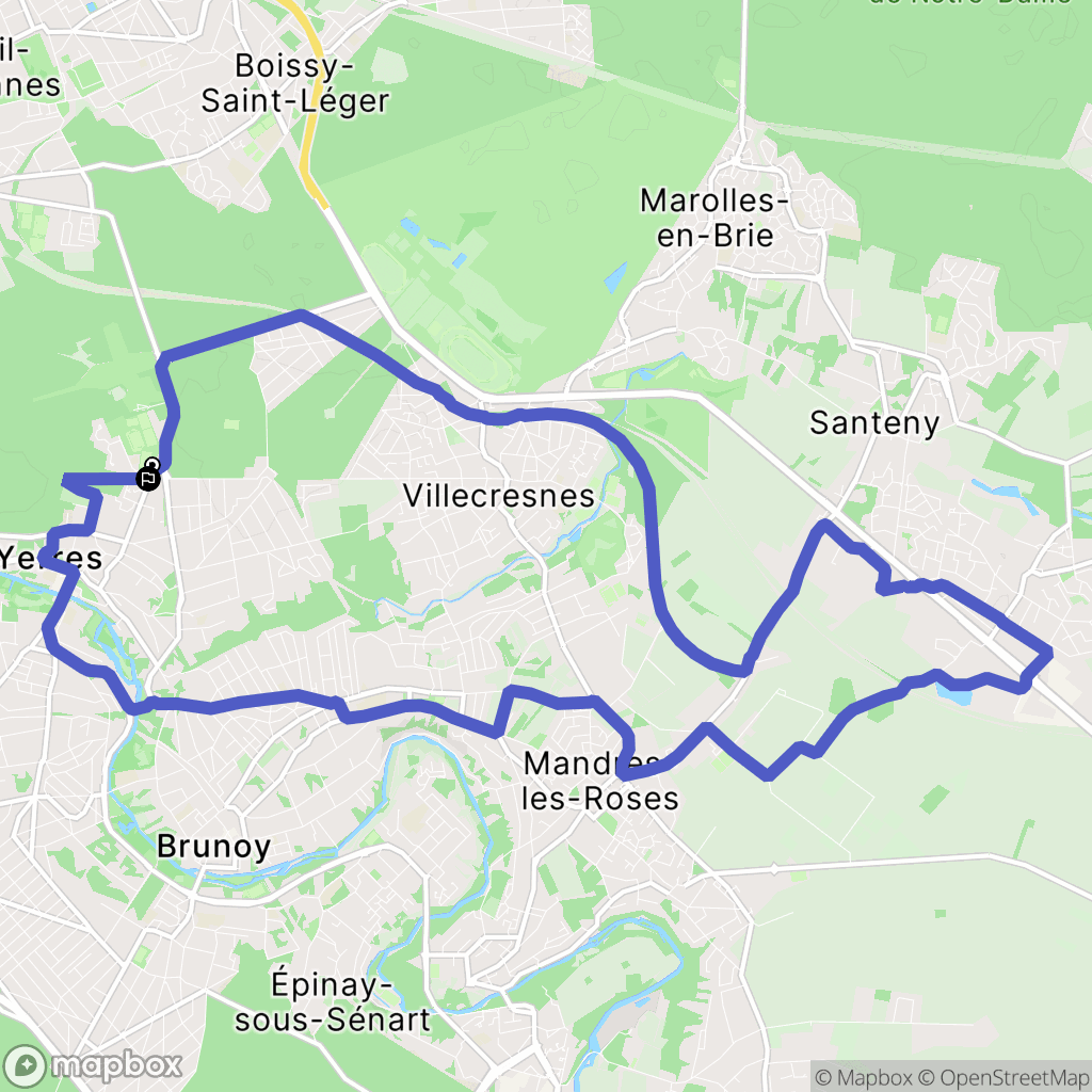 Yerres : carte du parcours de randonnée - France