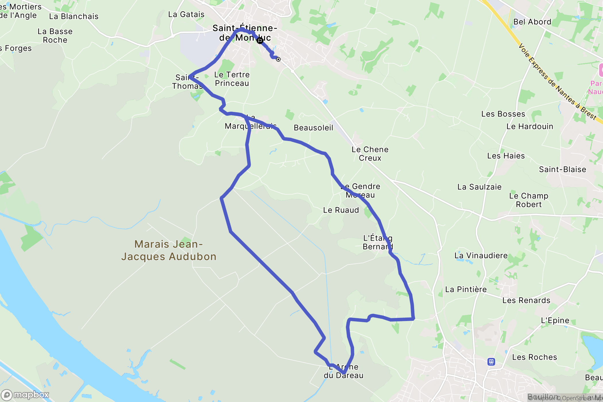 Saint-Étienne-de-Montluc : carte du parcours de randonnée - France